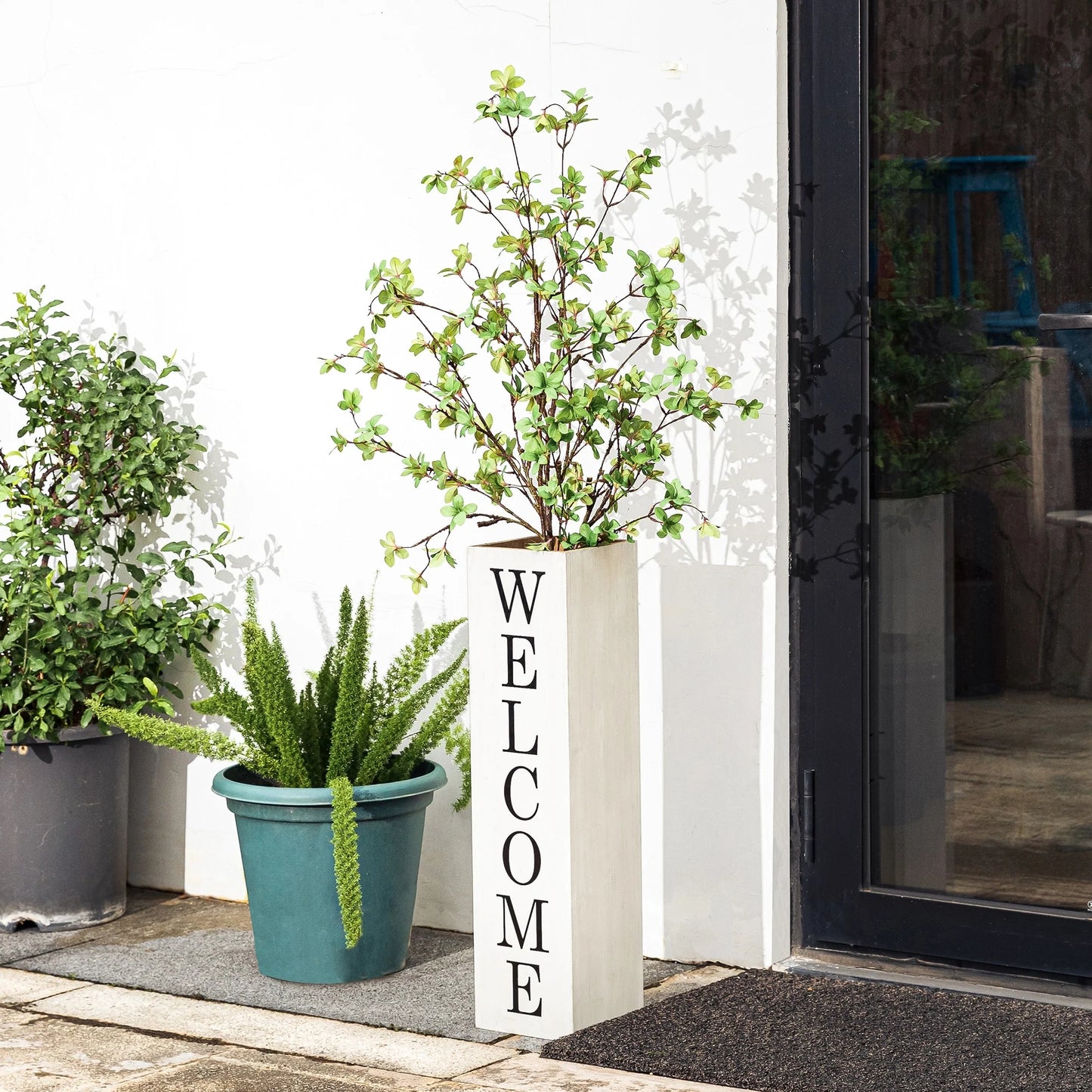 Glitzhome 30"H Rustic Welcome & Home or Welcome & Porch Double Sided Wooden Planter Sign Front Door Decor(2025 Quality-upgraded)