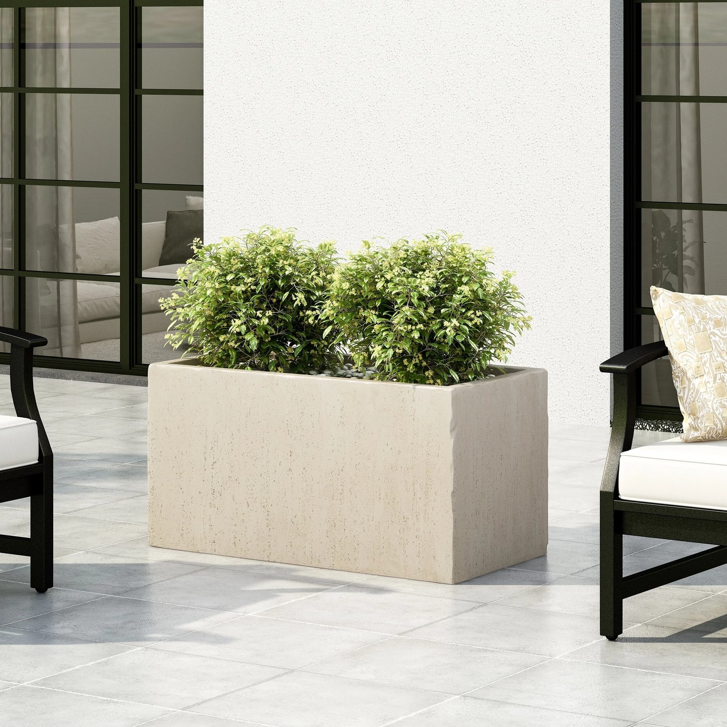 Ella Outdoor Modern Cast Stone Rectangular Planter by Christopher Knight Home