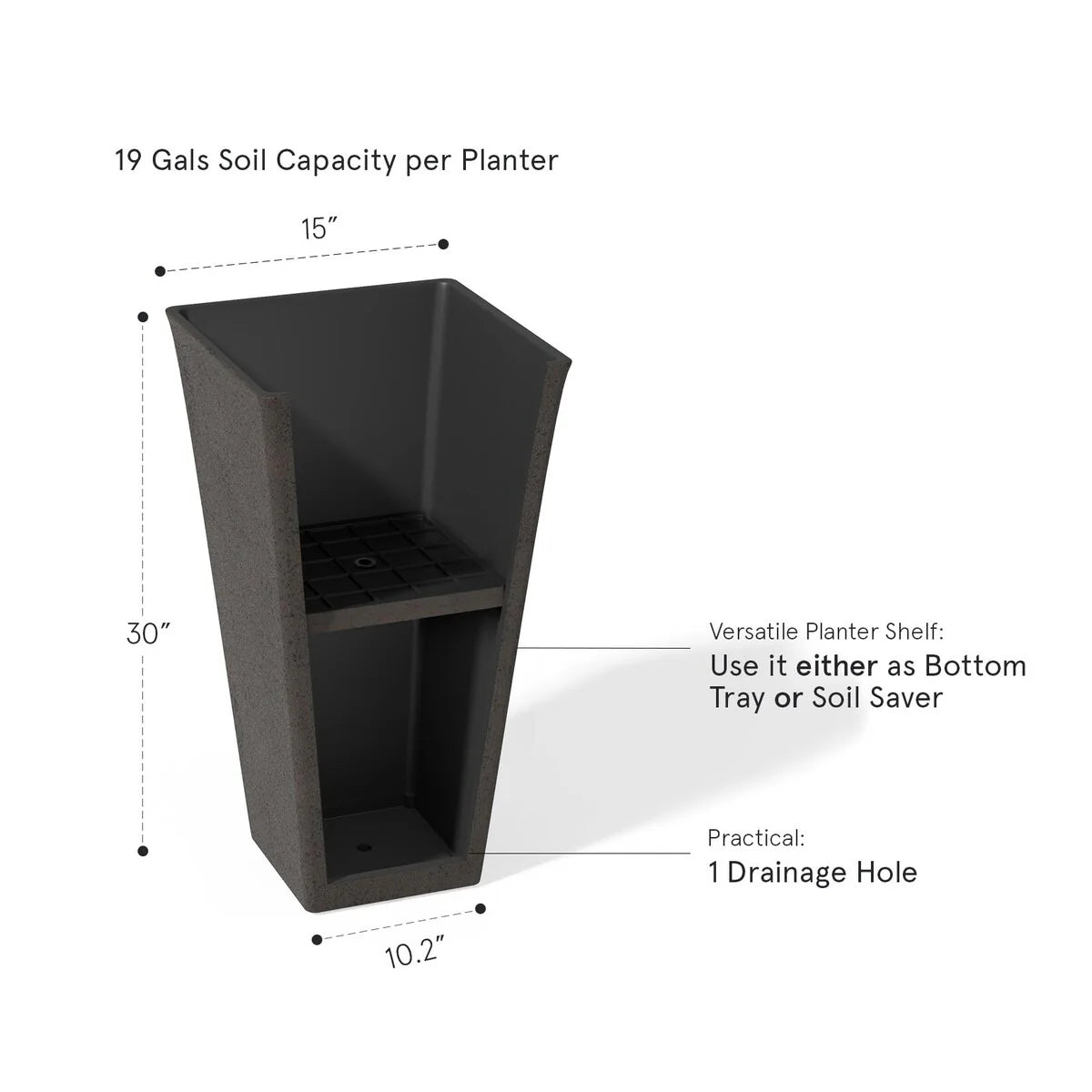 30 inch Tall Planters Set of 2, Indoor/Outdoor Rectanglar Large Planters,V Shaped Taper Planters for Front Door