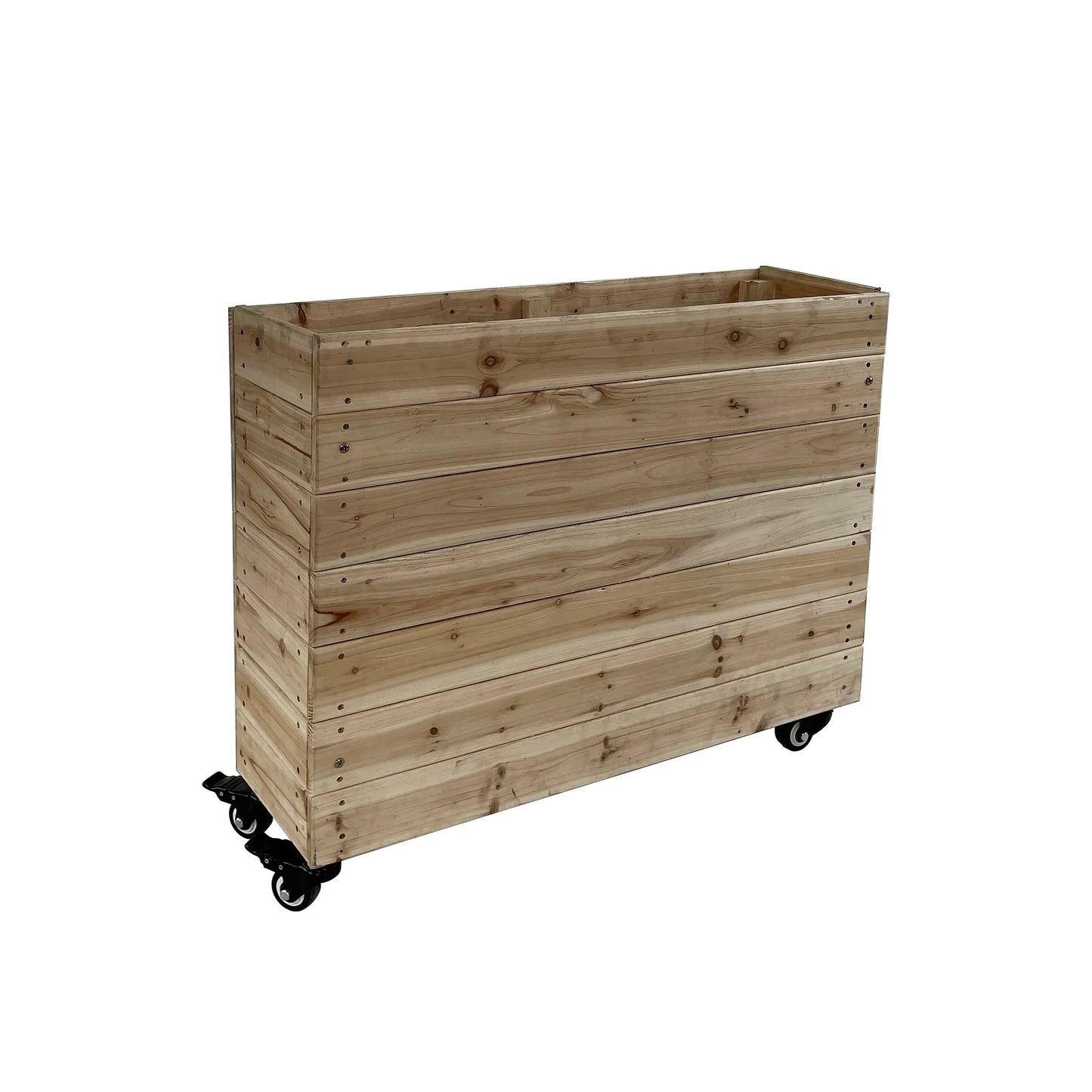40inx12inx32in Solid Wood Rolling Planter Barrier - 1pc