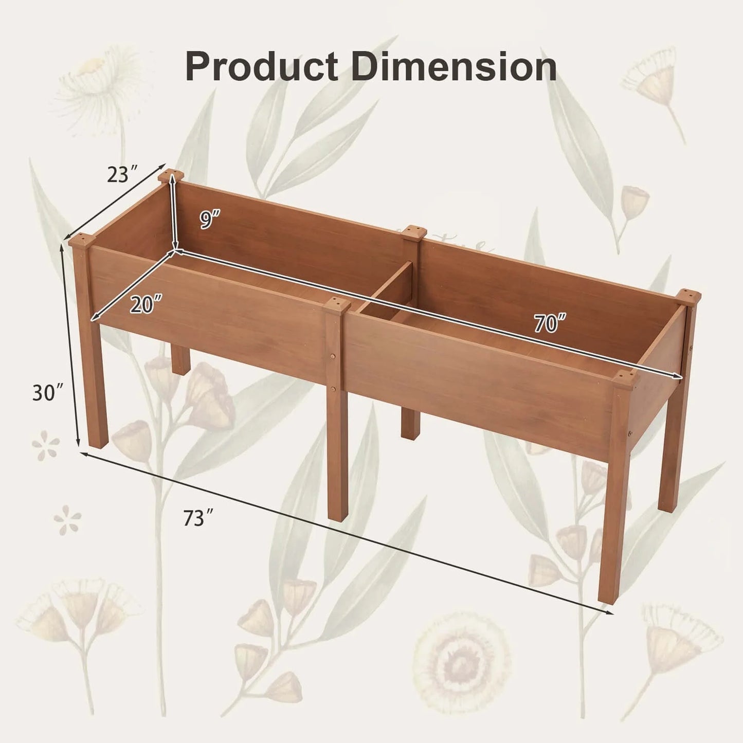 Costway Raised Garden Bed Elevated Fir Wood Planter Box with 2 Large - See Details
