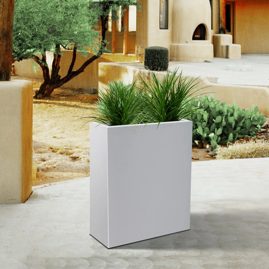 Plantara 27" H Rectangule Solid White Concrete Flower pot, Modern Handmade planter,Garden Plant potfor Outdoor