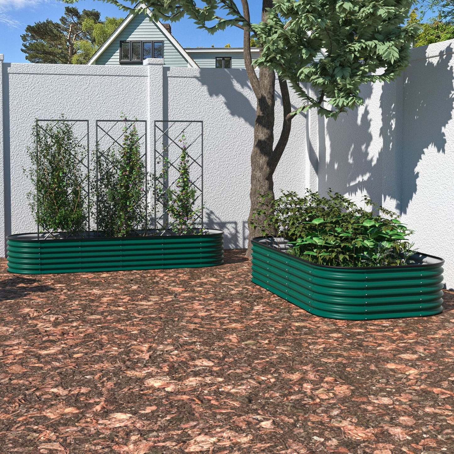 VEIKOUS 9-in-1 Modular Galvanized Metal Raised Garden Bed Kit for Outdoor Planters