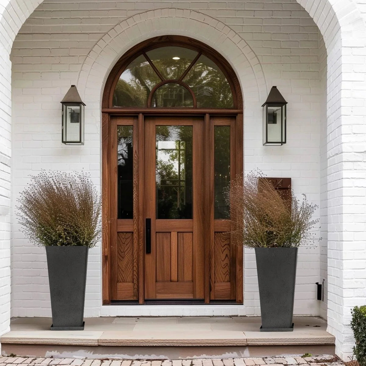 30 inch Tall Planters Set of 2, Indoor/Outdoor Rectanglar Large Planters,V Shaped Taper Planters for Front Door