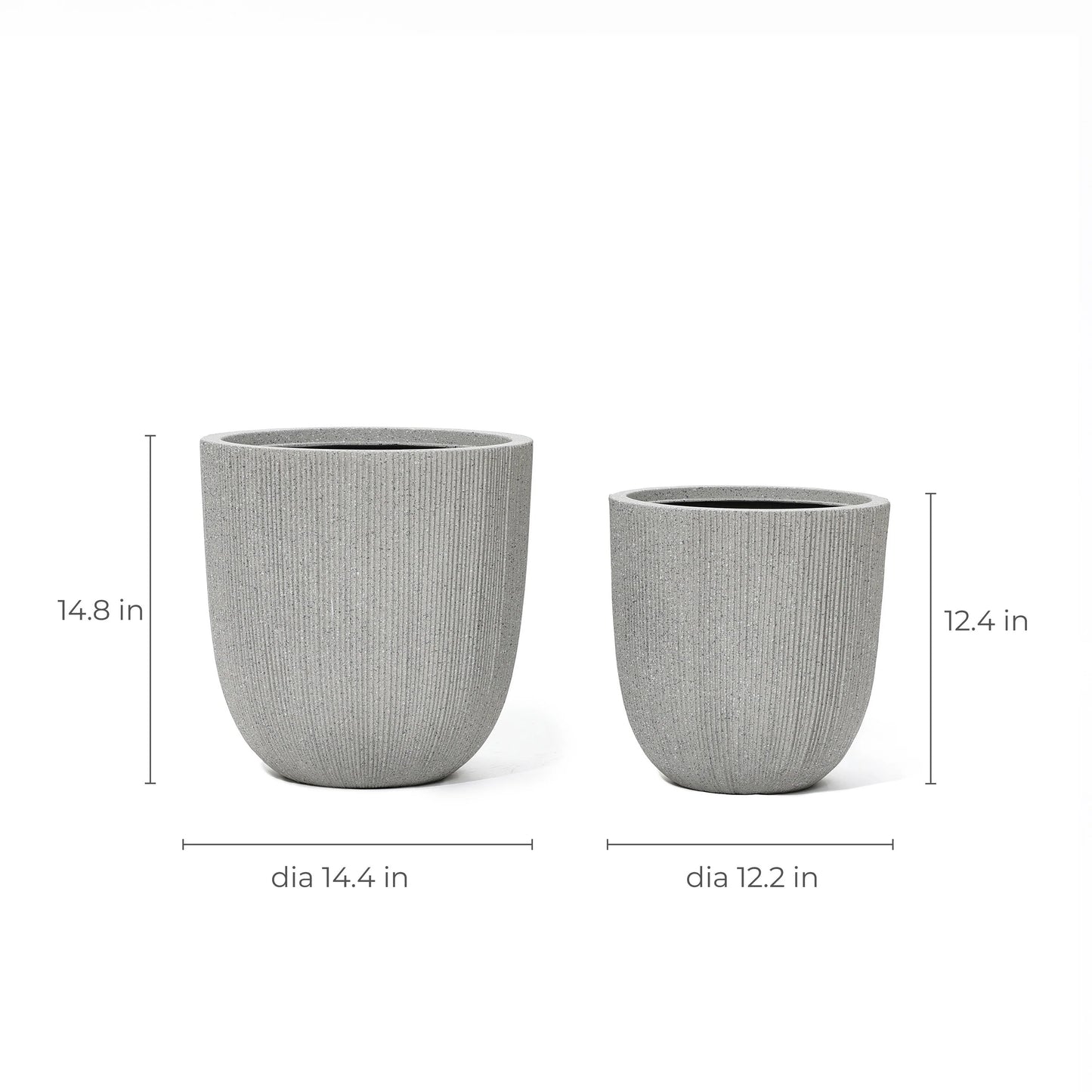 2-Piece Tapered Round Plastic Planters Set, Mediterranean Style