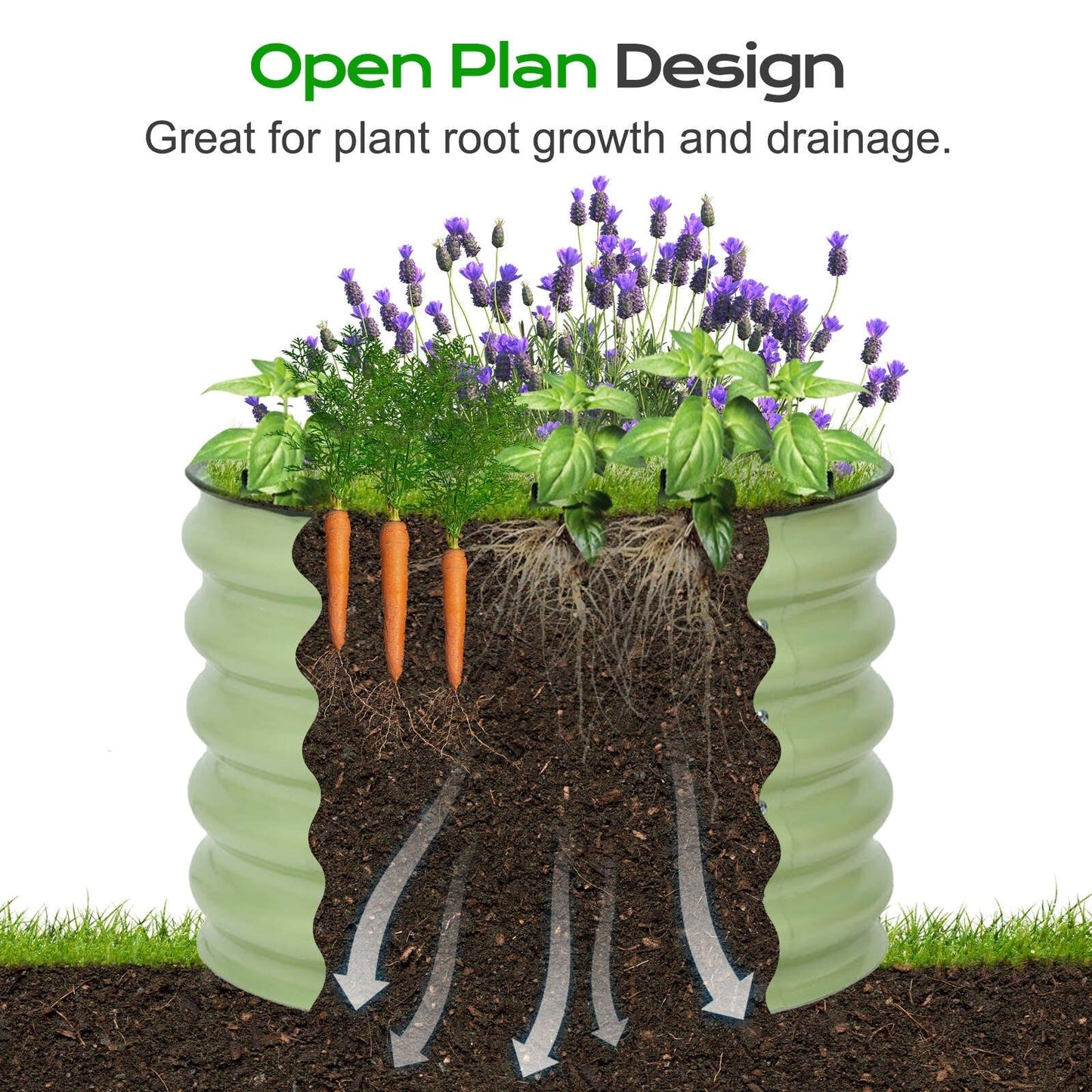 Aoodor 16.7'' Tall Aluzinc Metal Raised Garden Bed 24'' Round - Outdoor Garden Planter Box for Vegetable, Flower, Herb