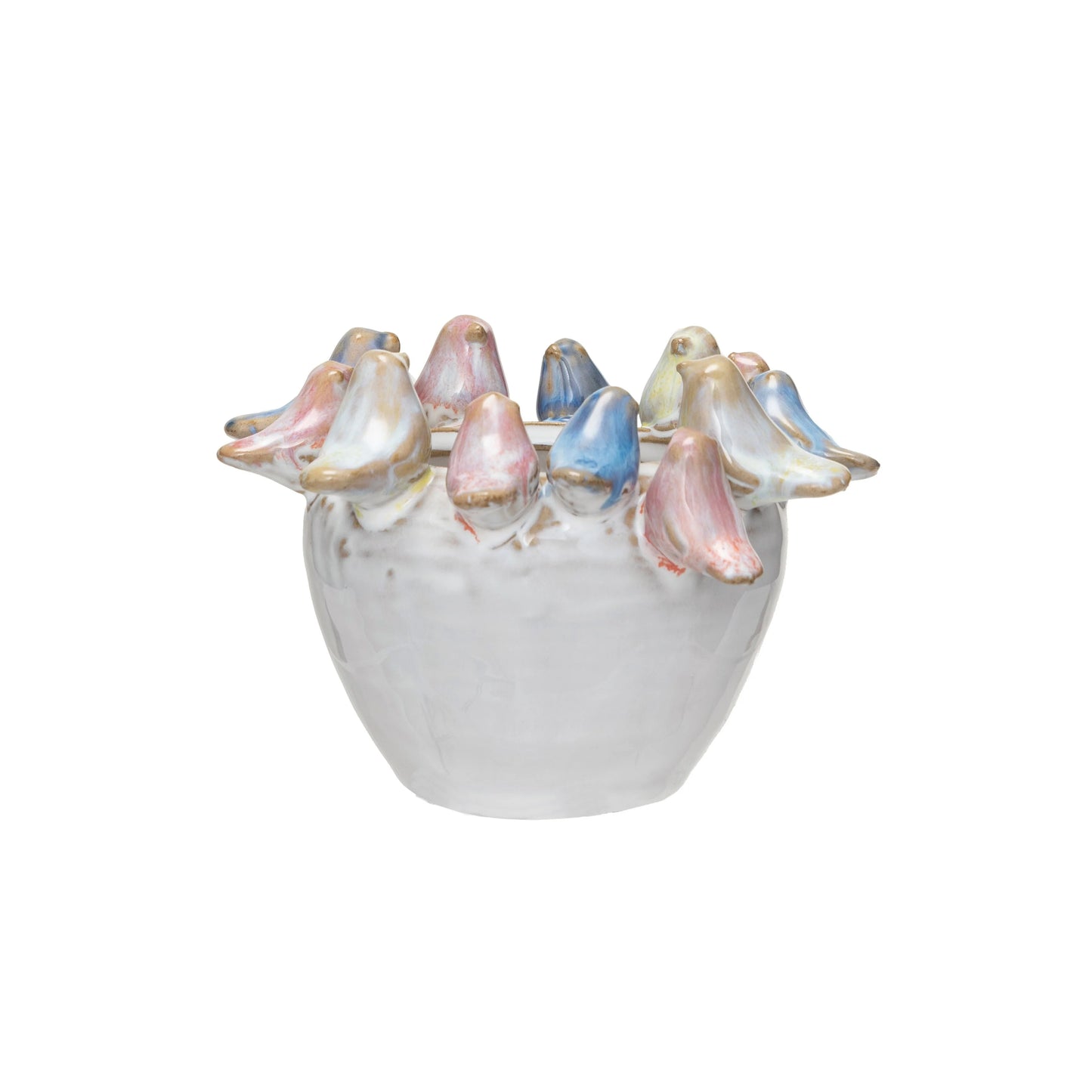 Decorative Stoneware Planter on Rim