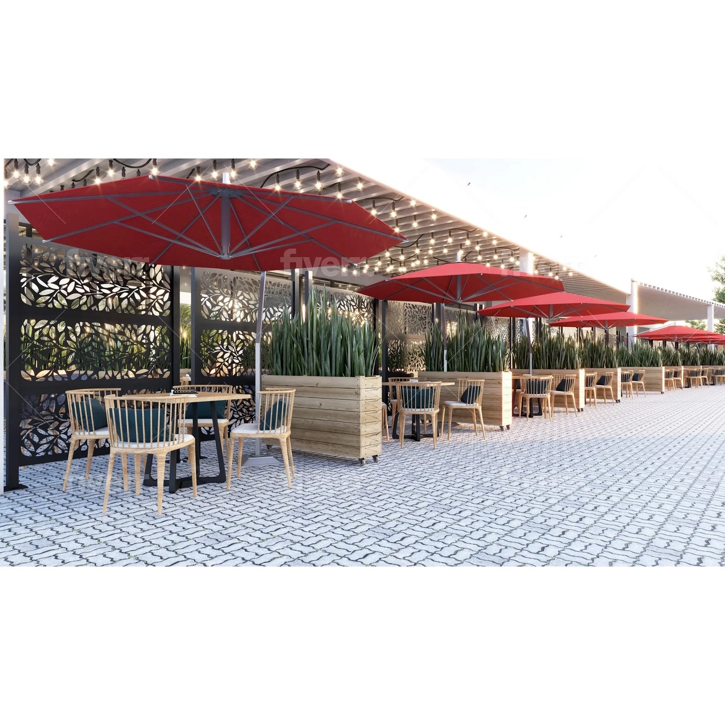 40inx12inx32in Solid Wood Rolling Planter Barrier - 1pc
