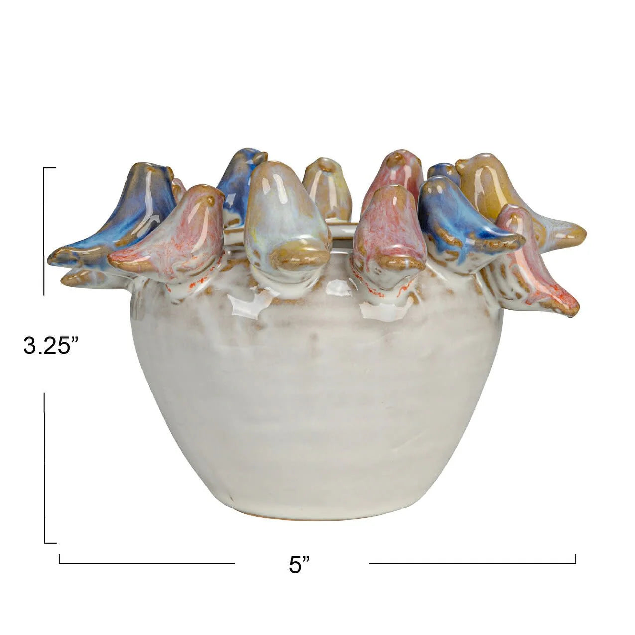 Decorative Stoneware Planter on Rim