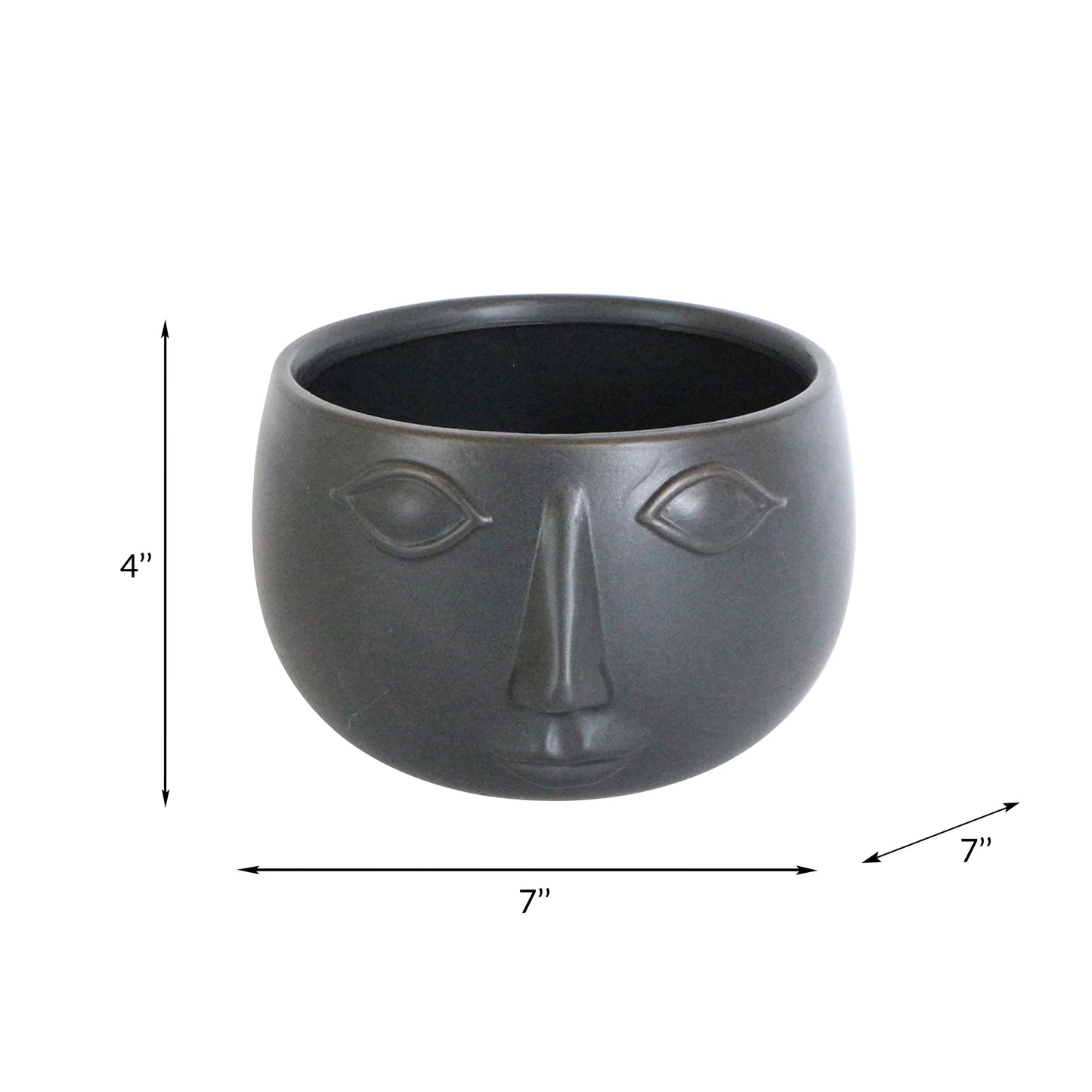 Sagebrook Home Ceramic Contemporary Face Planter - 7" x 7" x 4"