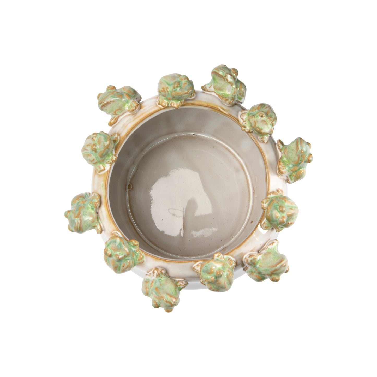 Decorative Stoneware Planter on Rim