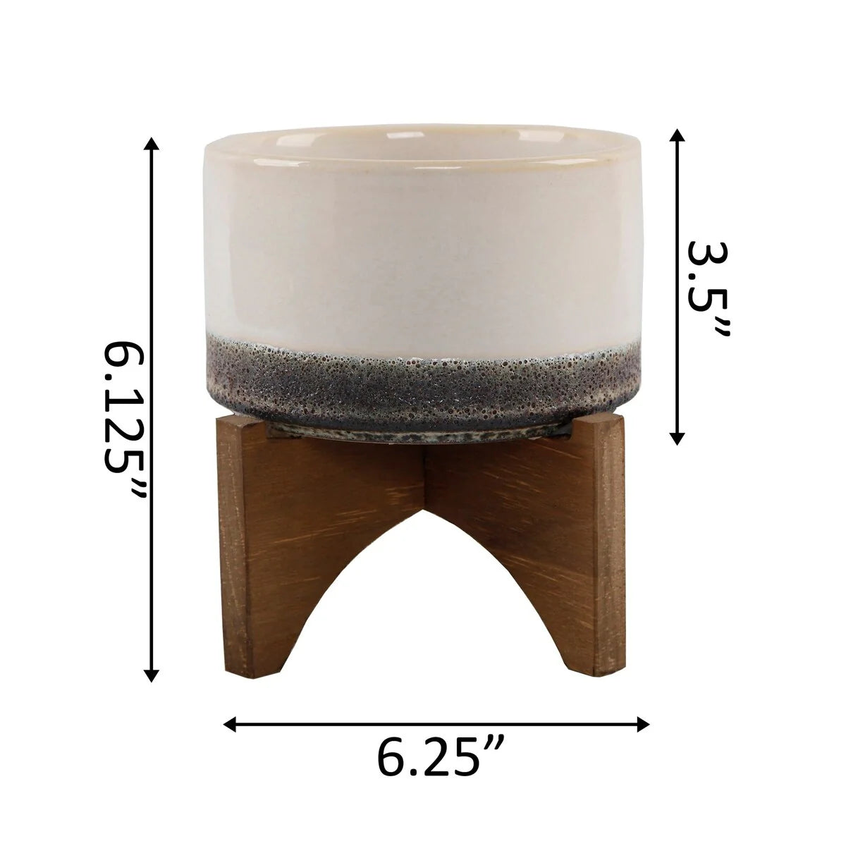 Mid-Century 6.25" Lava Pot on Woodstand