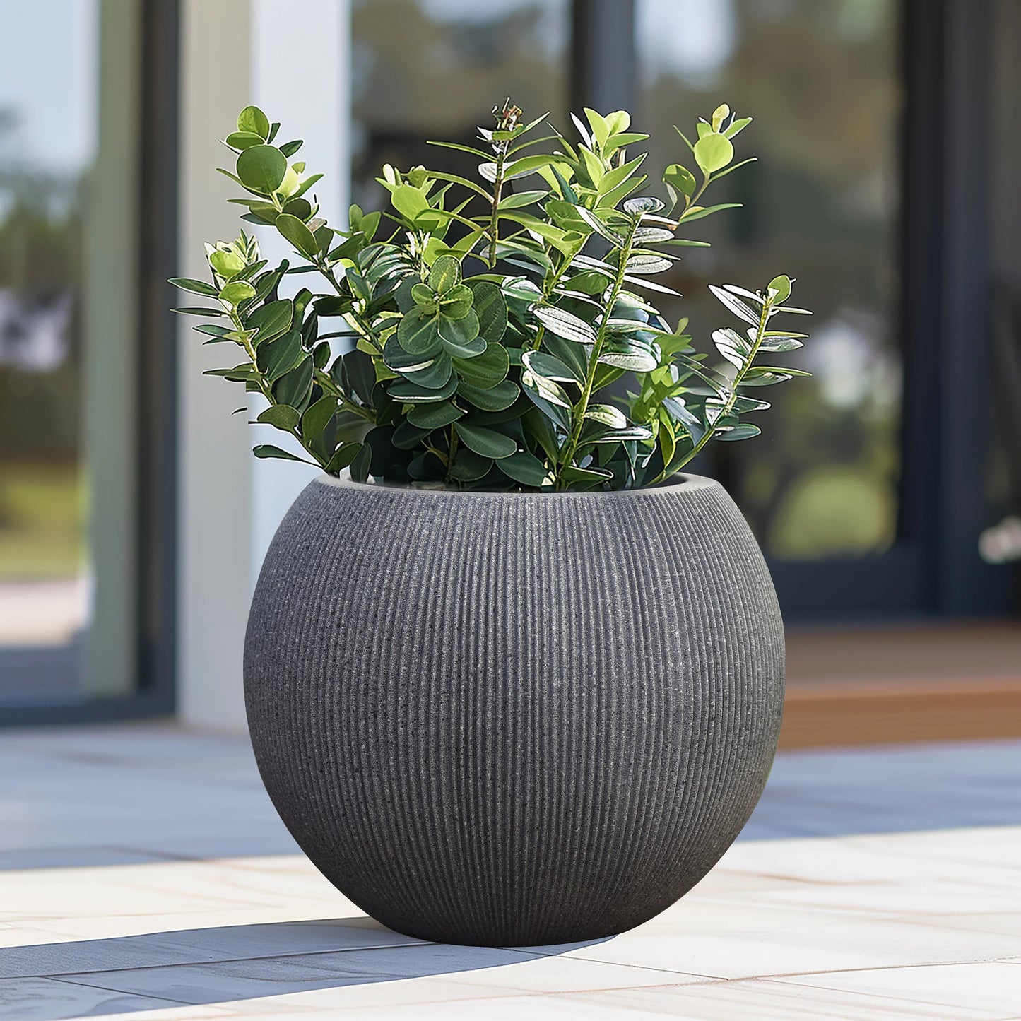 14.5" Round Bowl Plastic Planter, Mediterranean Style