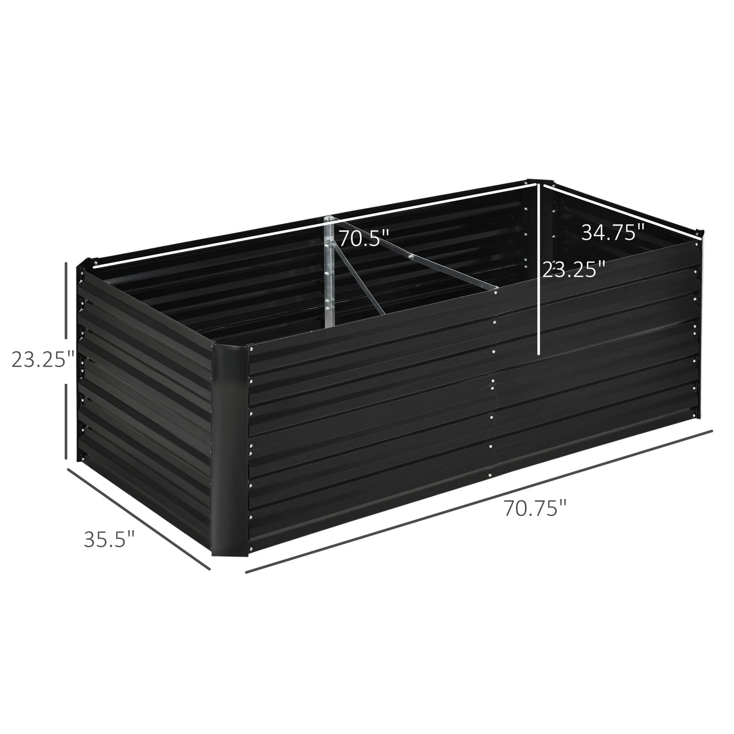 Outsunny Raised Garden Bed, 71" x 36" x 23" Galvanized Steel Planters for Outdoor Plants with Reinforced Rods