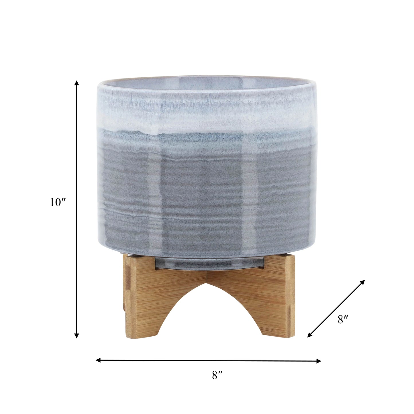 Sagebrook Home Modern Textured Ceramic Planter with Stand Indoor Outdoor