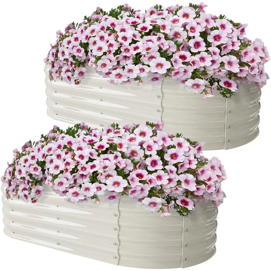Outdoor 2 Pack Galvanized Raised Garden Bed Kit, 4x2x1ft Planter Raised Garden Boxes Outdoor with Anti-Rust Paint