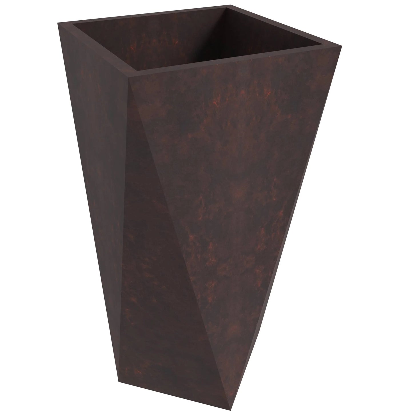 Aloe Fiberstone & MGO Clay Tapered Square Durable Planter, Indoor/Outdoor Weather Resistant Pot with Drainage, Yard Porch Decor