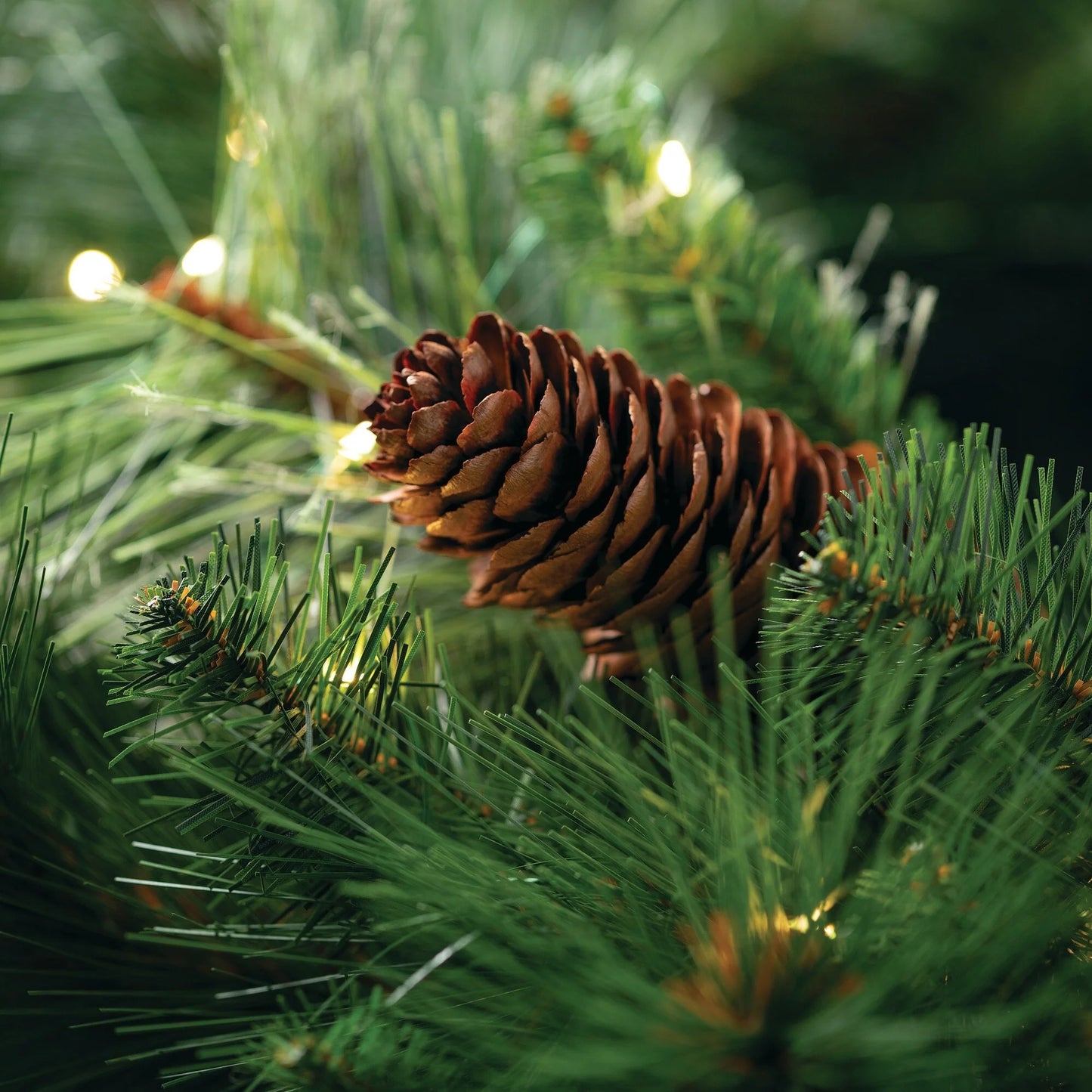 Sullivans Artificial 24" LED Mixed Pine Christmas Wreath with Pinecones, Green, Indoor Christmas Decor