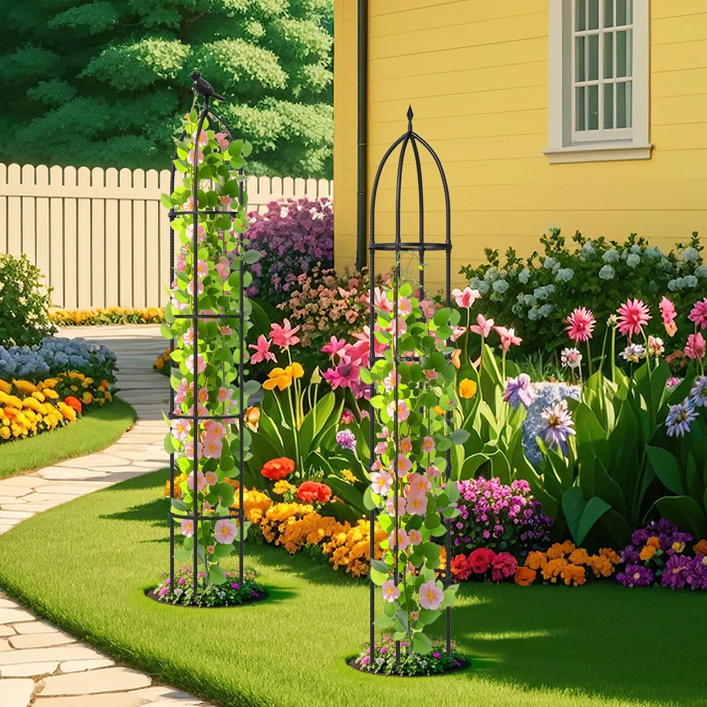 Gymax 2-Pack Garden Obelisk Trellis for Climbing Plants Rustproof