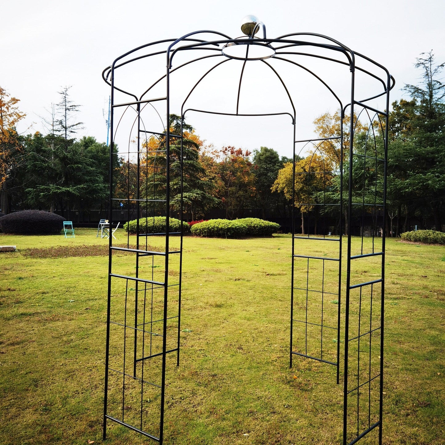 Metal Garden Arch Iron Arbor Trellis Birdcage Shape Pergola for Outdoor Ceremony, Wedding Pavilion