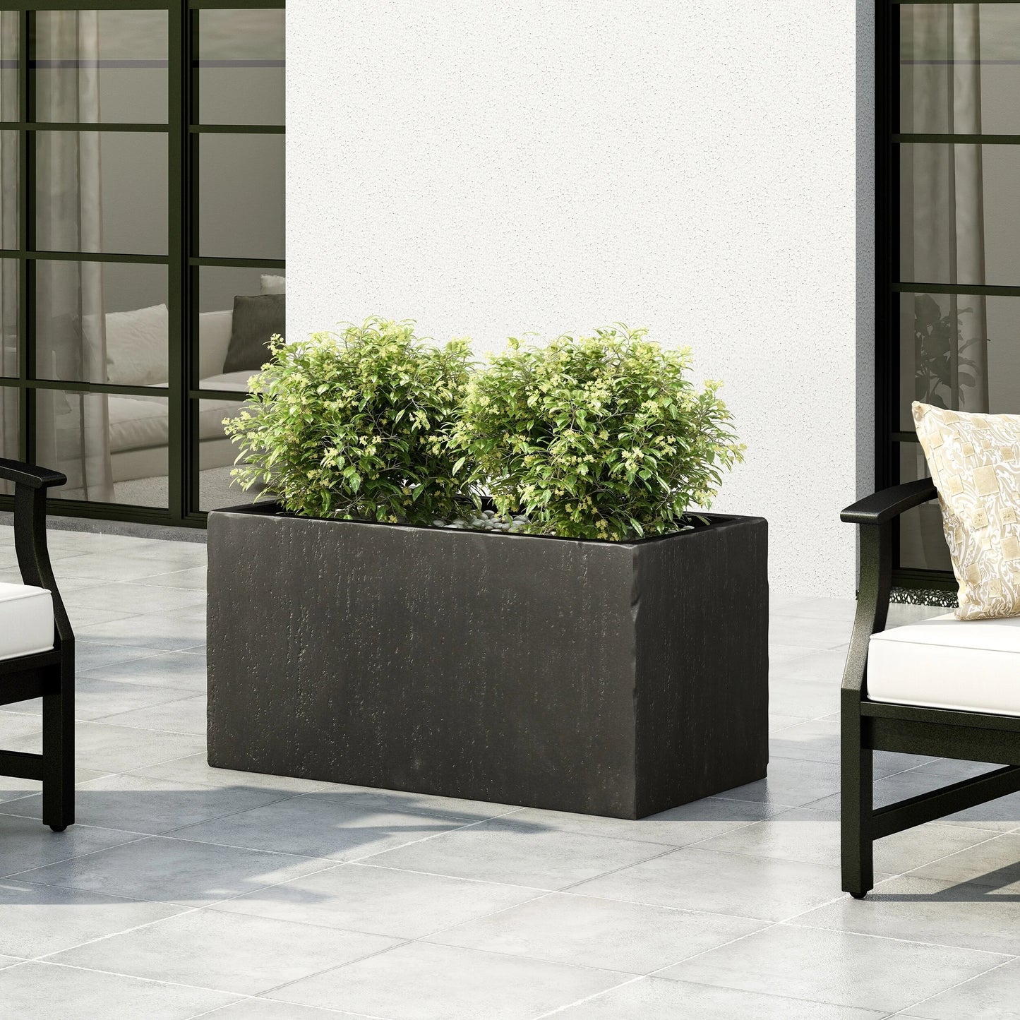 Ella Outdoor Modern Cast Stone Rectangular Planter by Christopher Knight Home