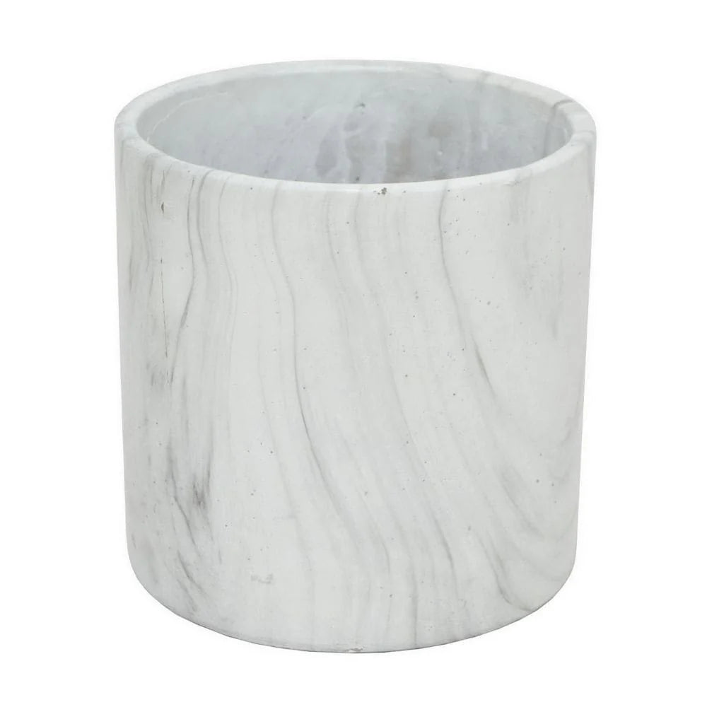 White Marble 8-inch Flower Pot