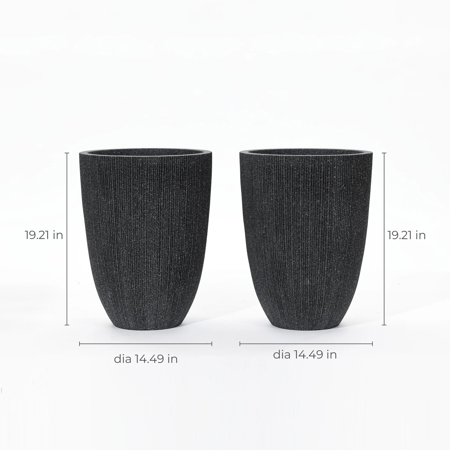 2-Piece Tall Tapered Round Plastic Planters Set, Mediterranean Style
