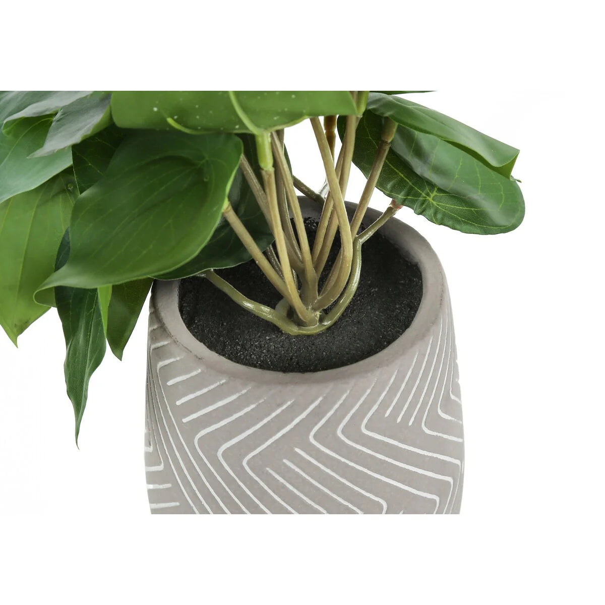 Artificial Plant, 8" Tall, Alocasia, Indoor, Faux, Fake, Table, Greenery, Potted, Set Of 2, Decorative, Green Leaves