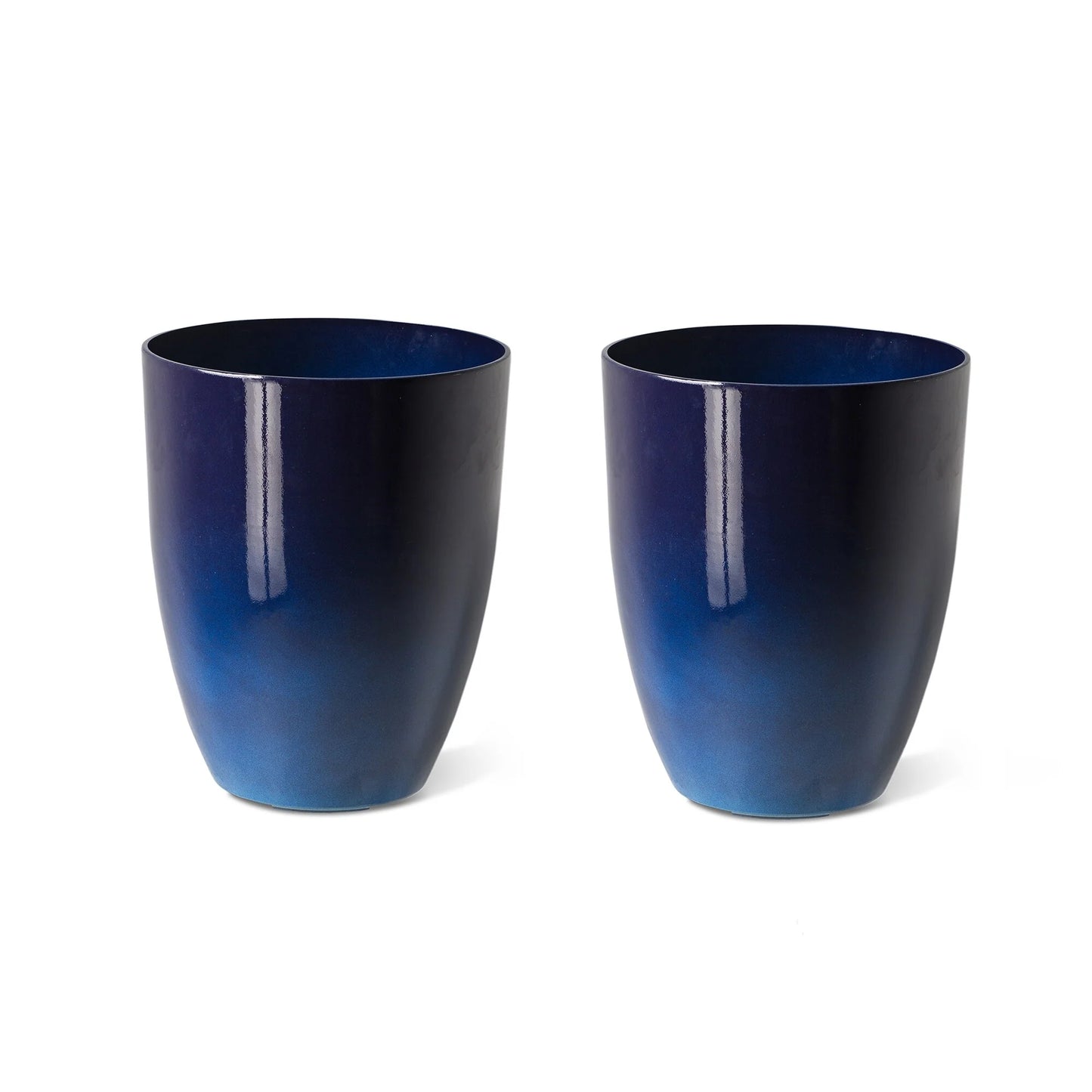 Glitzhome 16.75"H Set of 2 Oversized Eco-Friendly PE/Resin Faux Ceramic Tall Plastic Planter Porch Pot