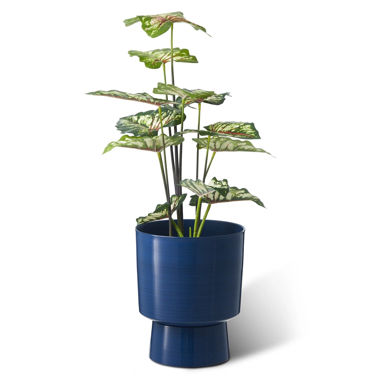 Glitzhome 16.75"H Set of 2 Cobalt Blue Faux Ceramic Urn Plastic Planter with Screw in Base