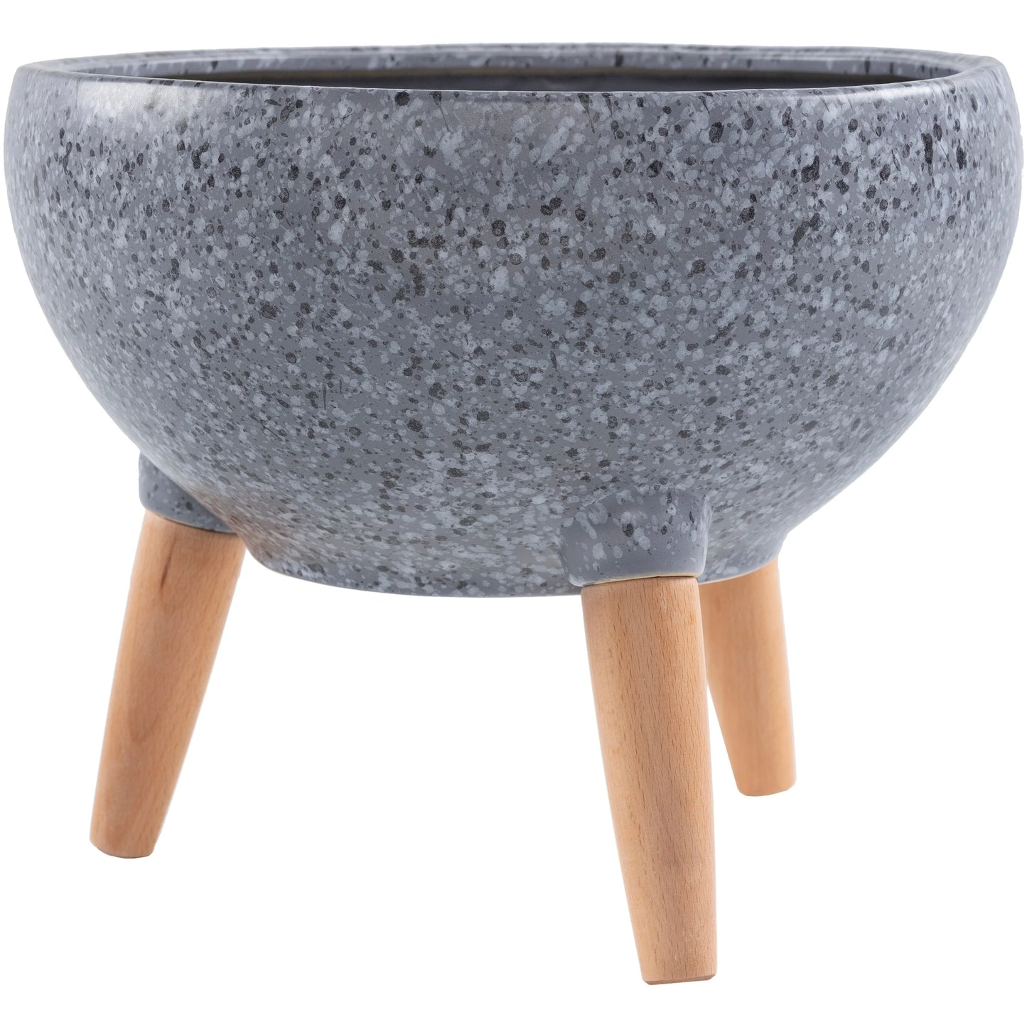 Nabila Half Circle Ceramic Planter - 10"H x 13"W x 13"D