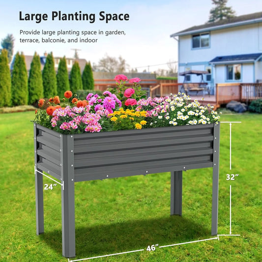 Raised Garden Bed with Legs, Standing Planter Box Growing Herb Bed