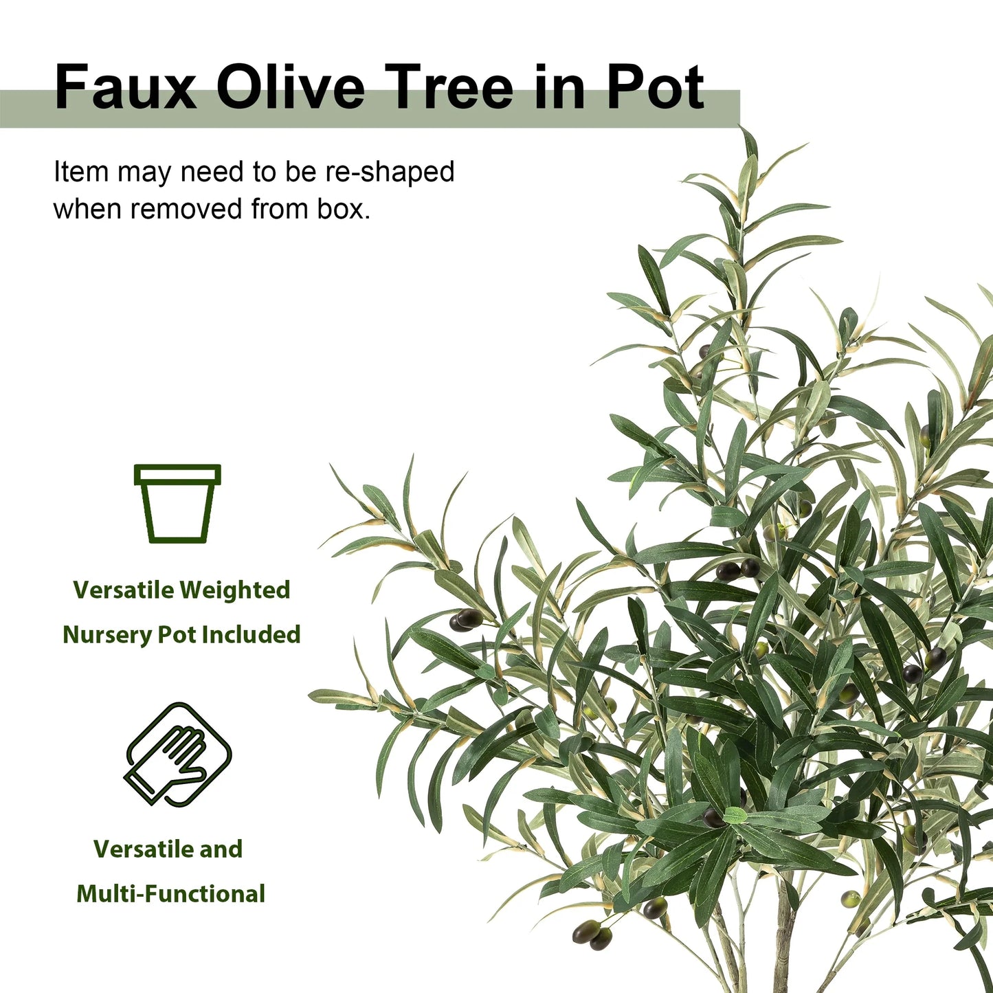 Glitzhome Real Touch Olive Artificial Tree With Black Pot