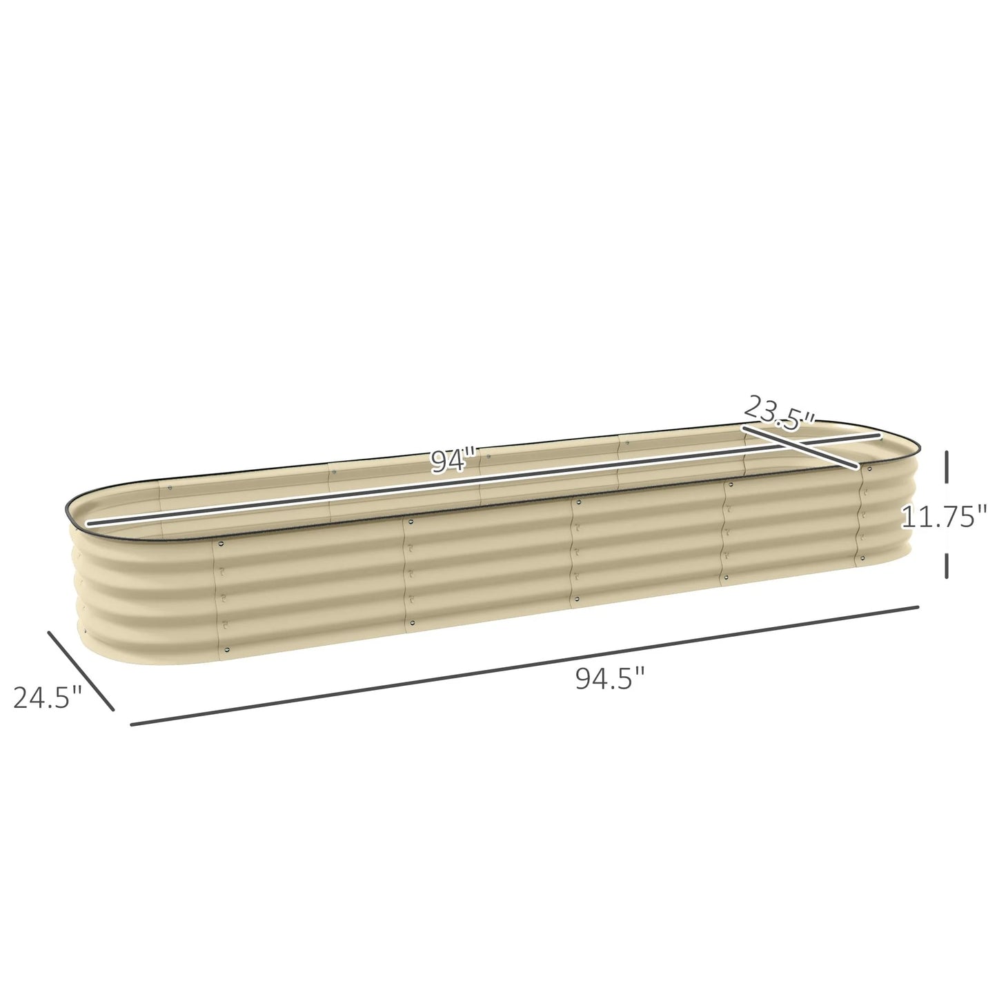 Outsunny 7.9' x 2' x 1' Galvanized Raised Garden Bed Kit, Outdoor Metal Elevated Planter Box with Safety Edging