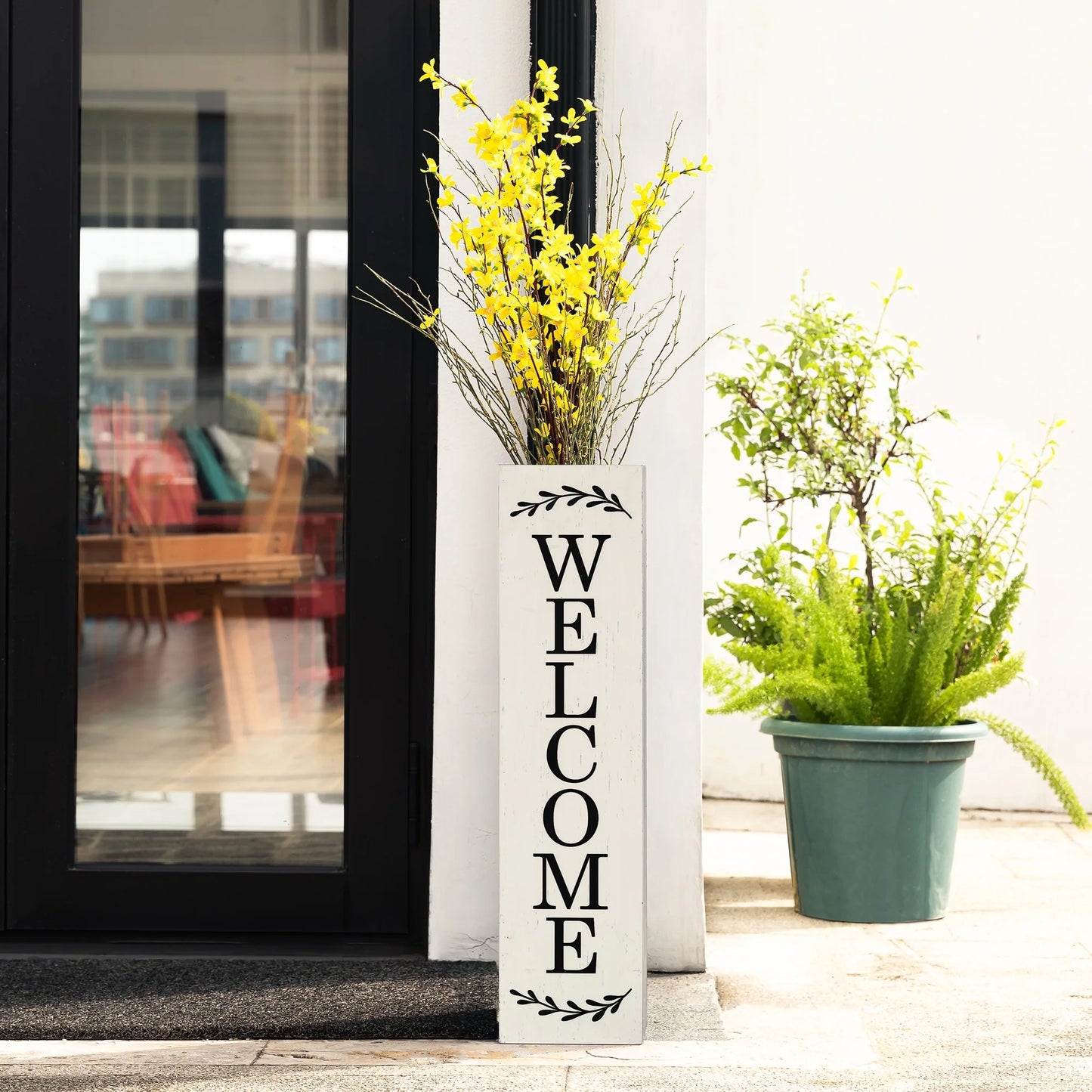 Glitzhome 30"H Rustic Welcome & Home or Welcome & Porch Double Sided Wooden Planter Sign Front Door Decor(2025 Quality-upgraded)