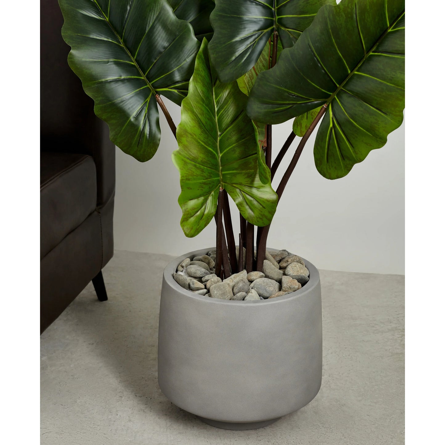 Indoor/Outdoor Large Minimalist Light Cement/ Concrete Lightweight Round Planter Pot - 15, 11 in