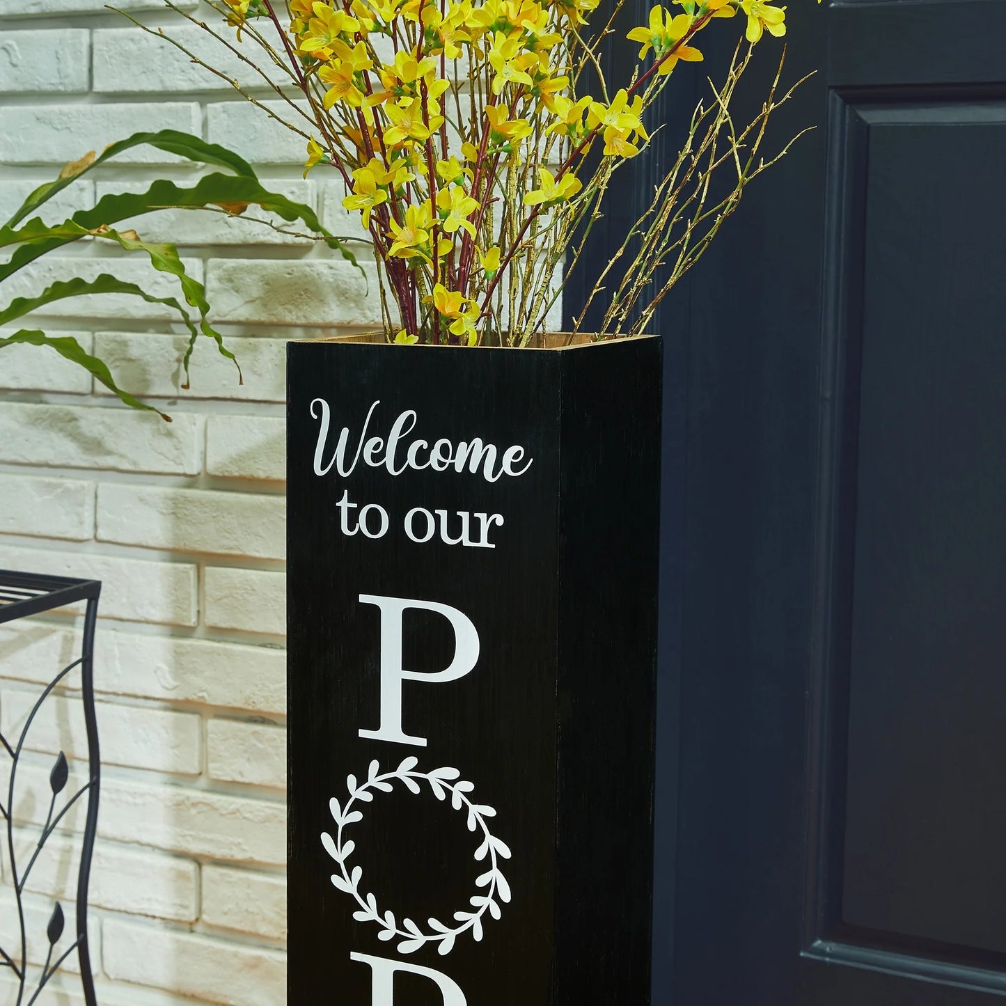Glitzhome 30"H Rustic Welcome & Home or Welcome & Porch Double Sided Wooden Planter Sign Front Door Decor(2025 Quality-upgraded)