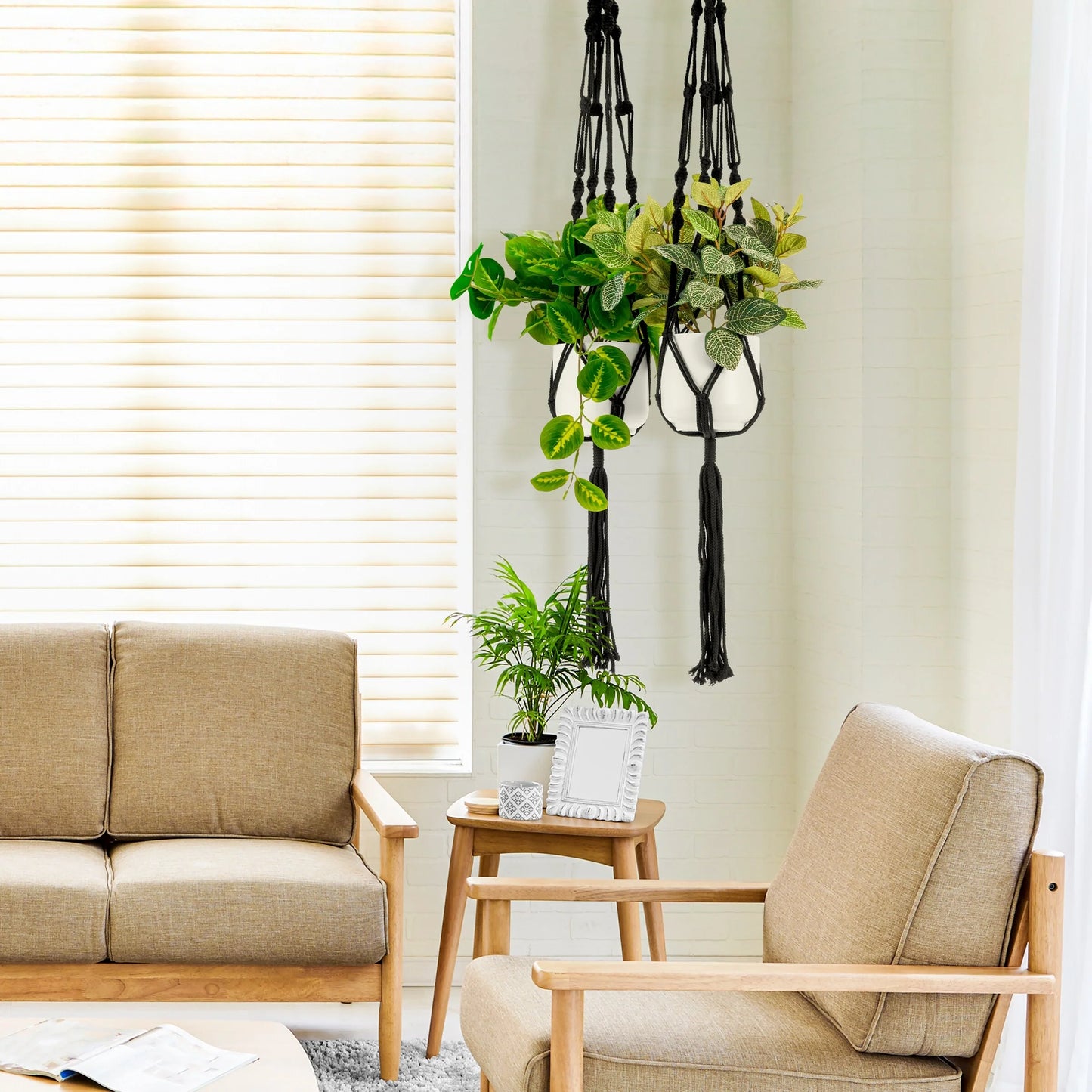 Macrame Plant Hanger (4, 6, 8 Pack) Indoor Outdoor Hanging Plant Pots Cotton Rope, Elegant for Home, Patio, Garden