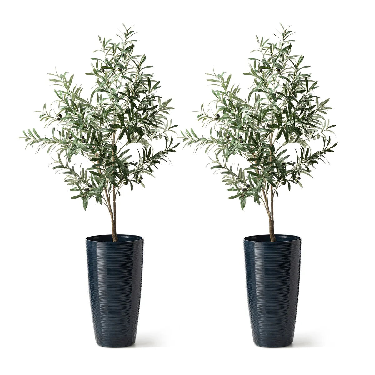 Glitzhome 22.5"H Oversized Set of 2 Eco-Friendly Resin Stone Faux Ceramic Textured Tall Planters Porch Flowerpot