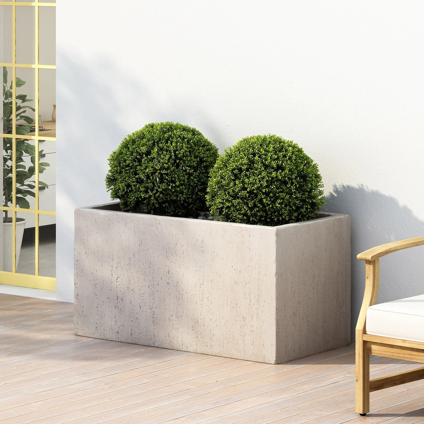 Ella Outdoor Modern Cast Stone Rectangular Planter by Christopher Knight Home