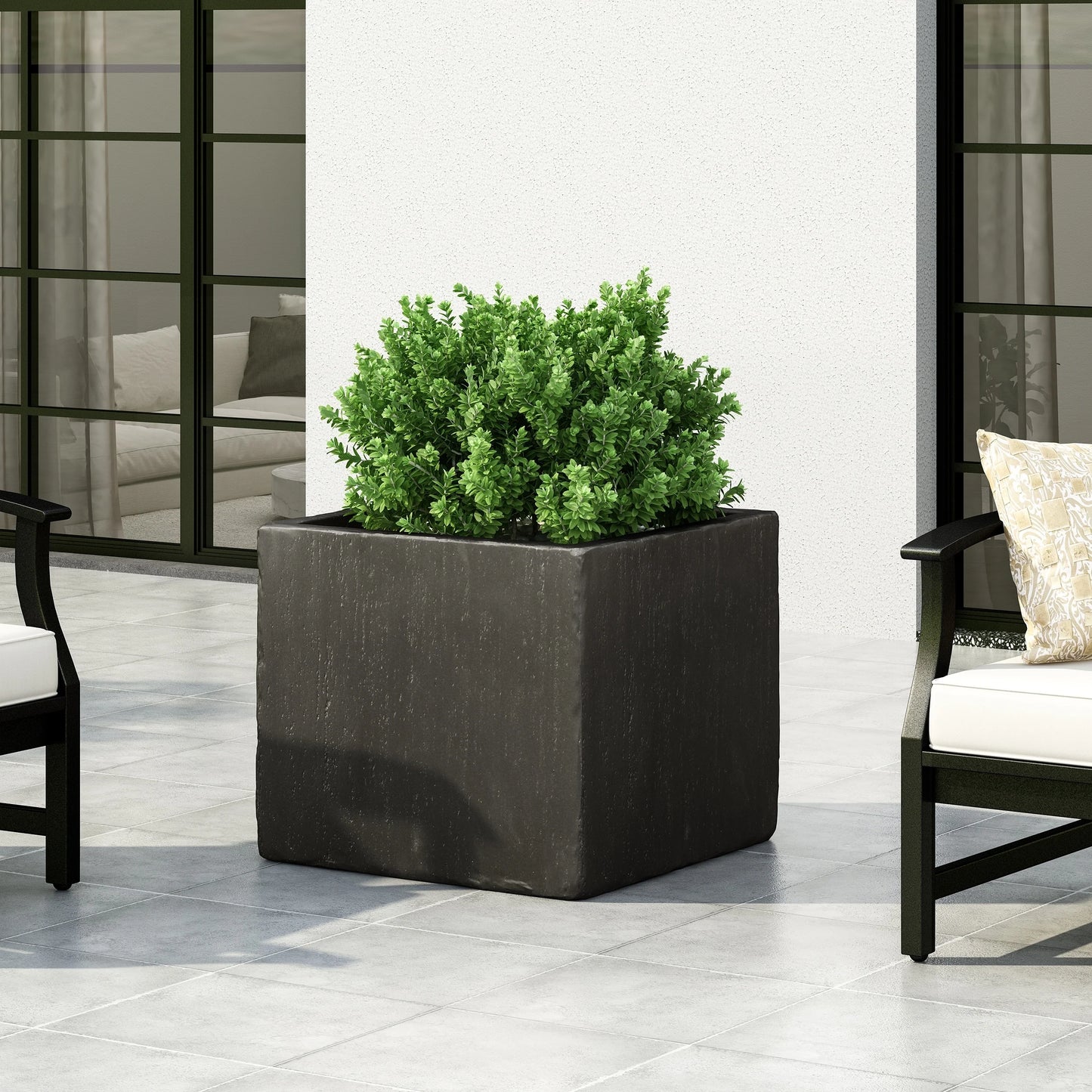 Ella Outdoor Cast Stone Square Planter by Christopher Knight Home