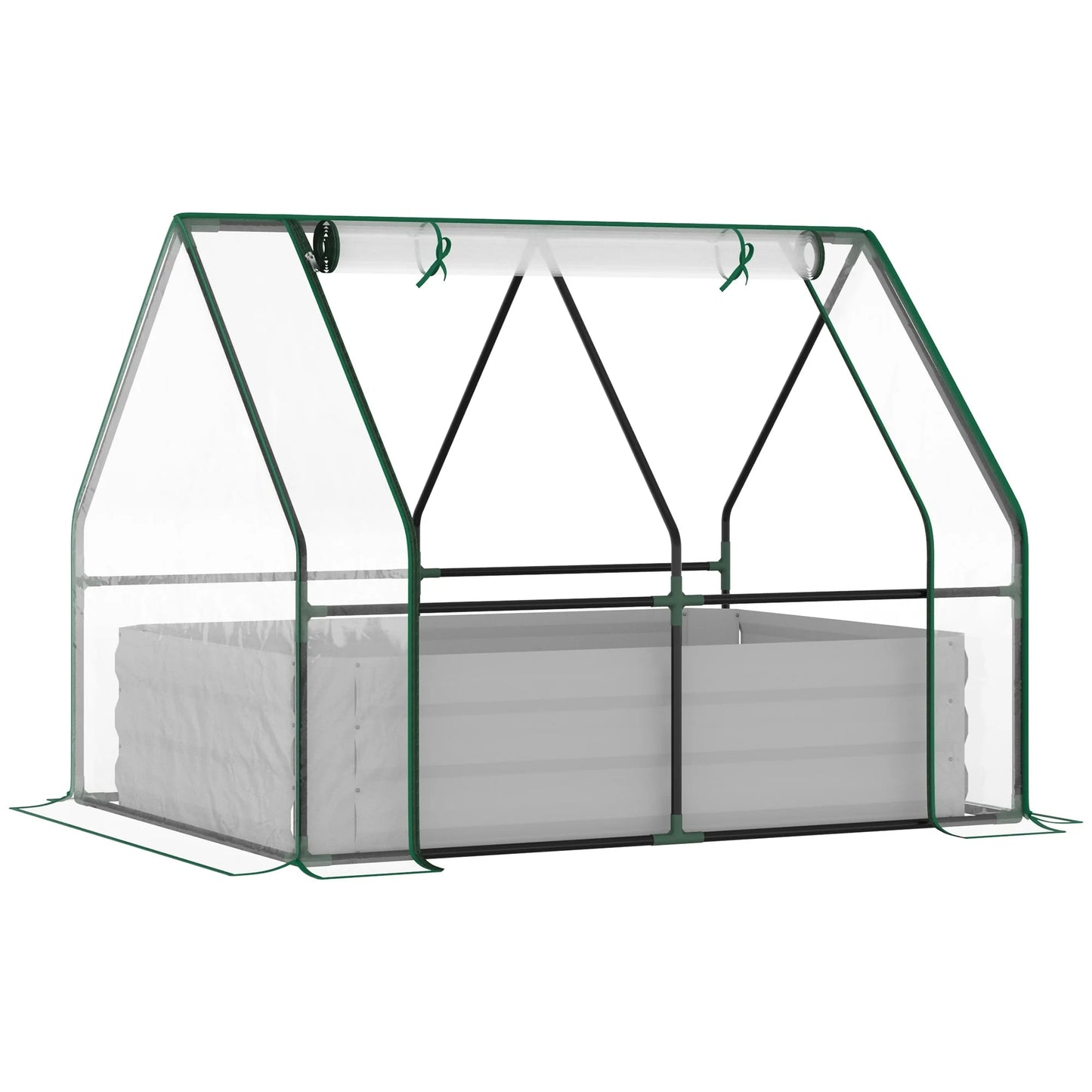 Outsunny Raised Steel Garden Bed with Greenhouse Cover - 50" L x 37.5" W x 36.25" H