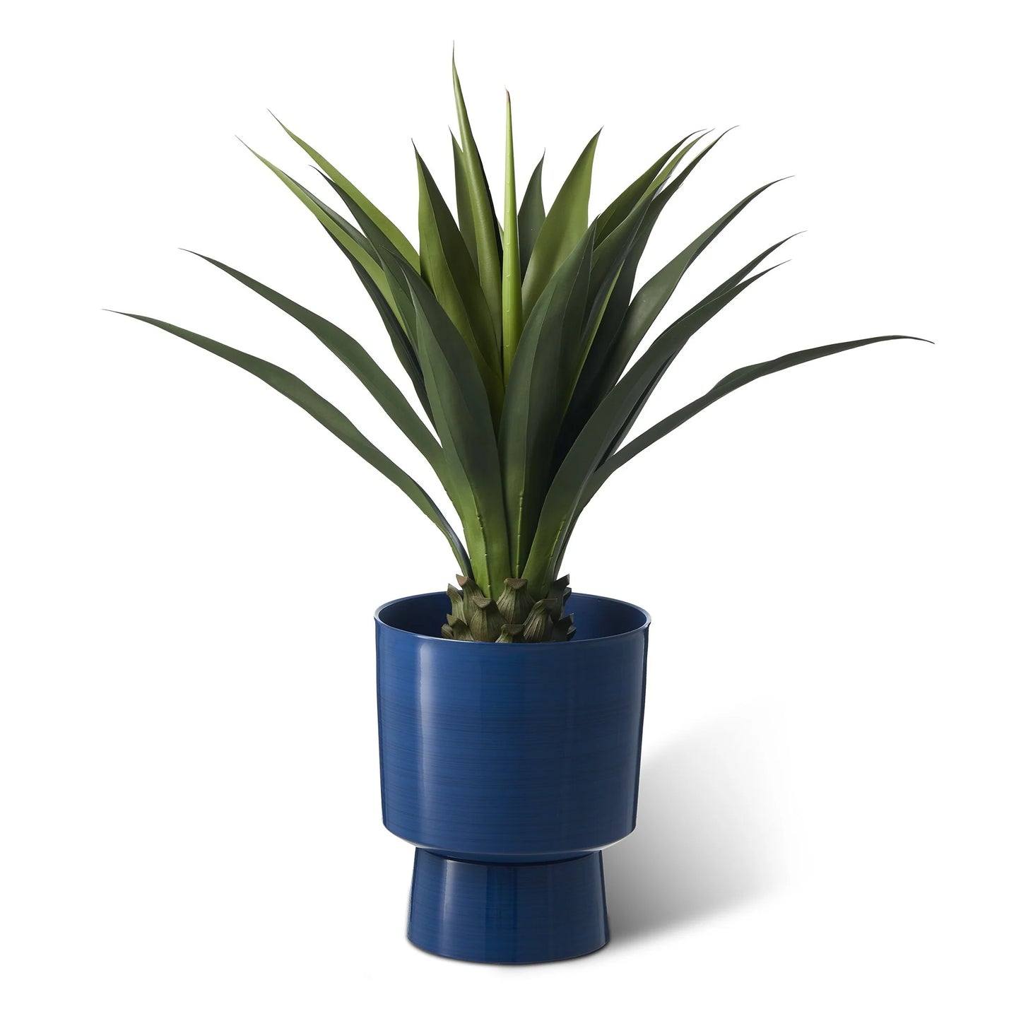 Glitzhome 16.75"H Set of 2 Cobalt Blue Faux Ceramic Urn Plastic Planter with Screw in Base