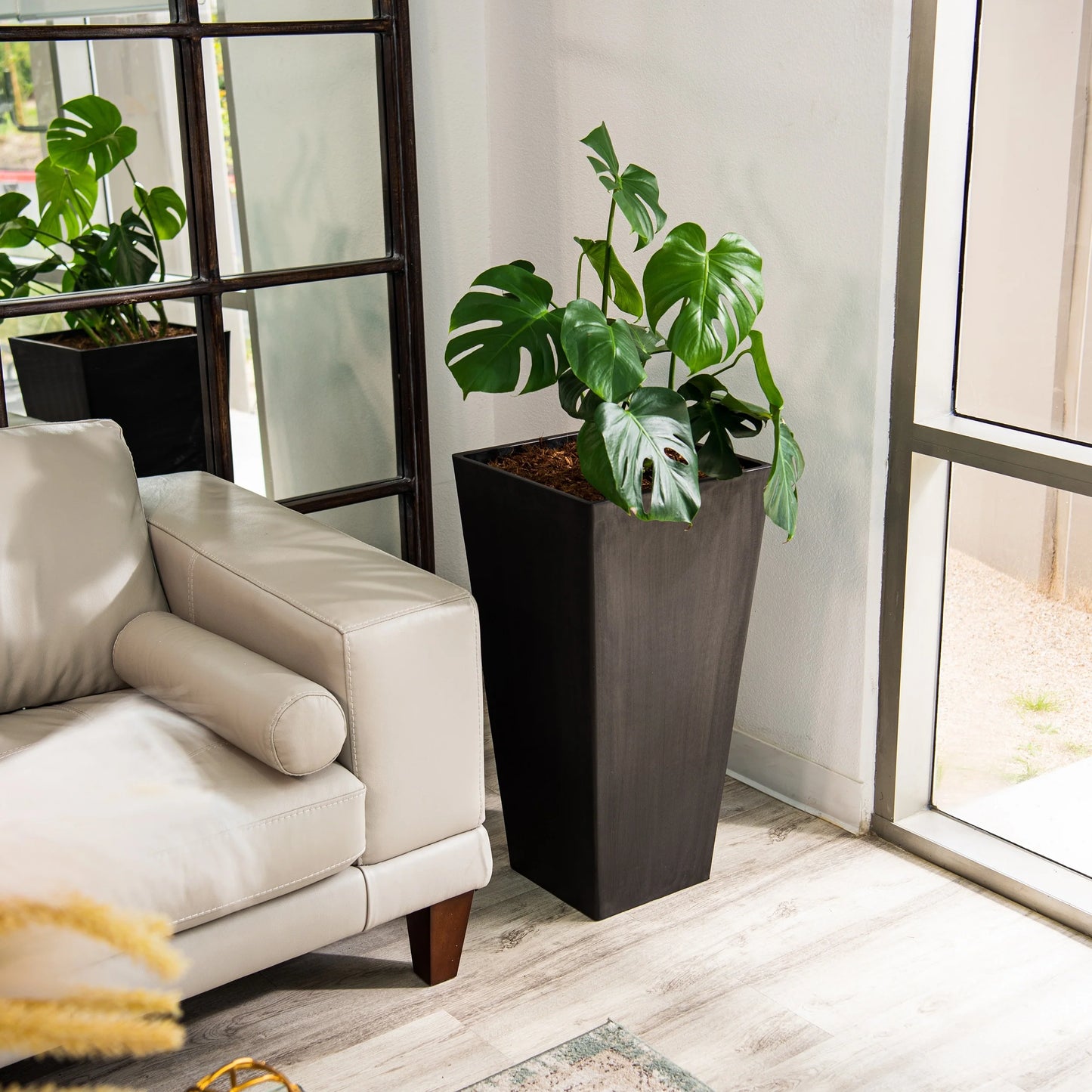 XBrand Modern Square Tapered Planter – 28" or 30" Tall, Indoor & Outdoor Use