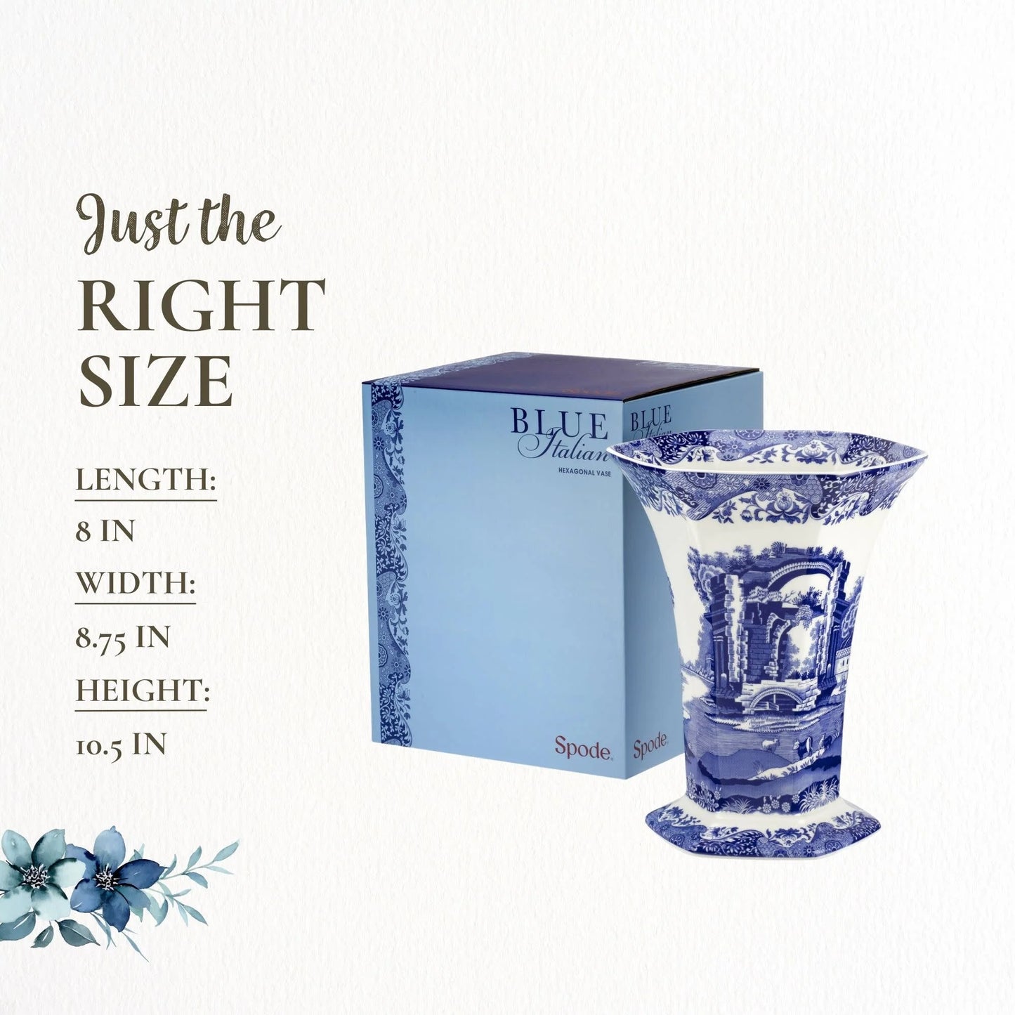 Spode Blue Italian Hexagonal Vase