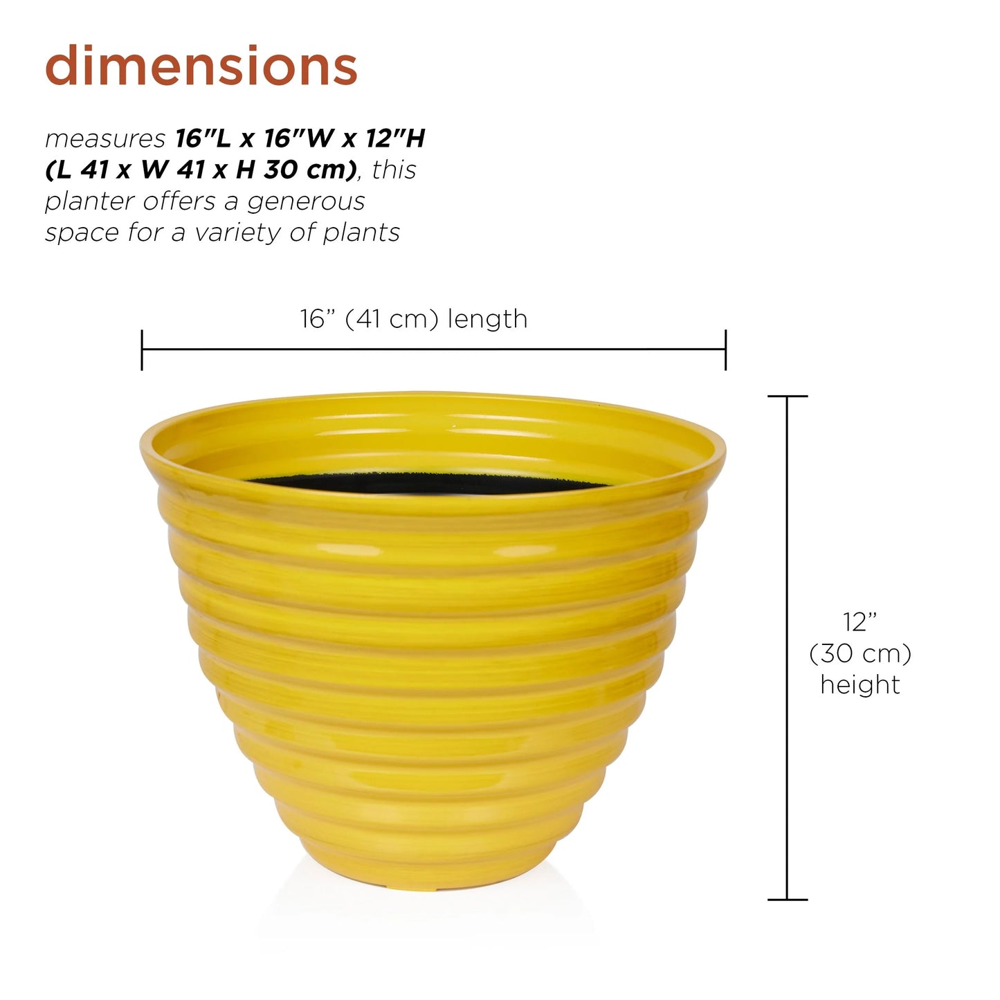 16" Yellow Glazed Planter