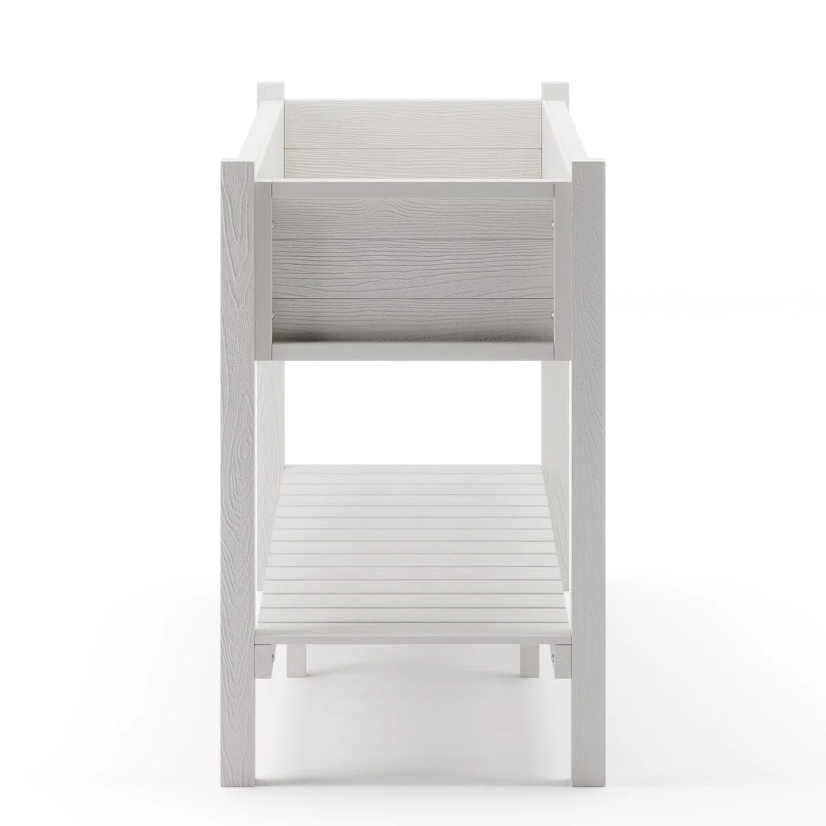 LUE BONA Patio Plastic Raised Elevated Garden Bed HDPS Planter Box Stand with Storage Shelf and Legs
