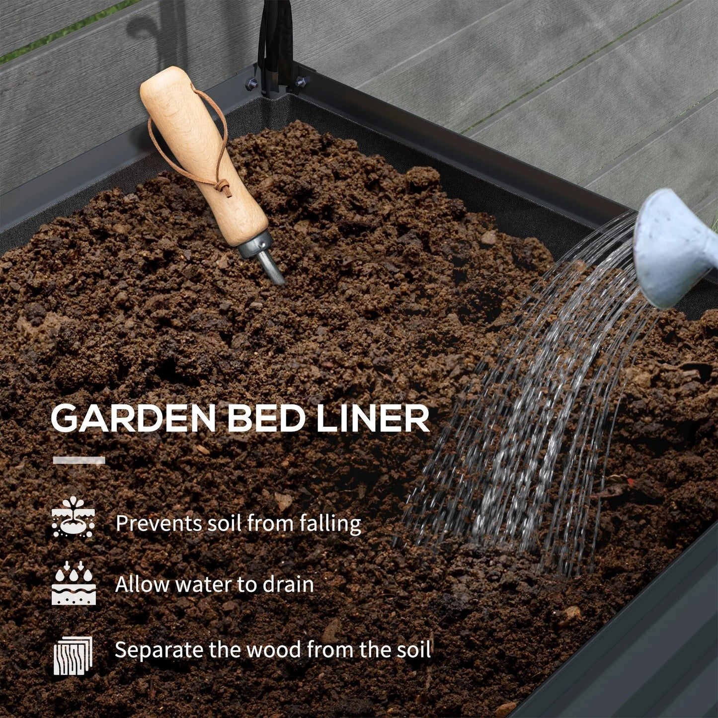 Outsunny Raised Garden Bed with Cover and Storage Shelf, Rectangular Metal Elevated Planter Box