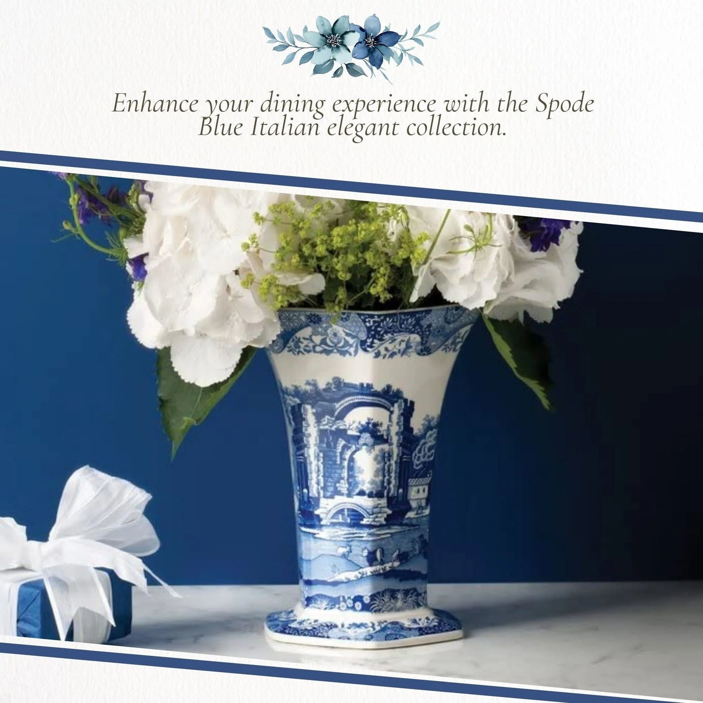 Spode Blue Italian Hexagonal Vase