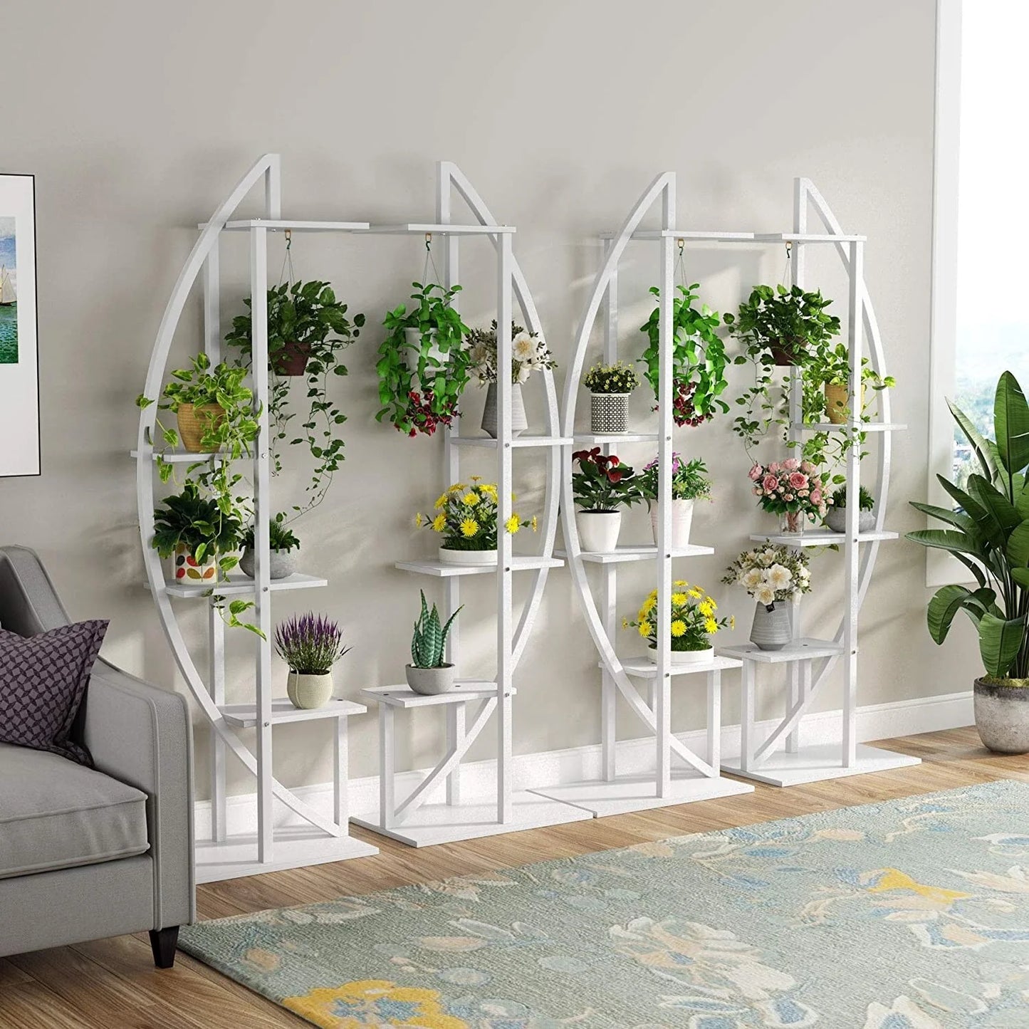 Metal/ MDF 5-tier Curved Plant Stand (Set of 2)